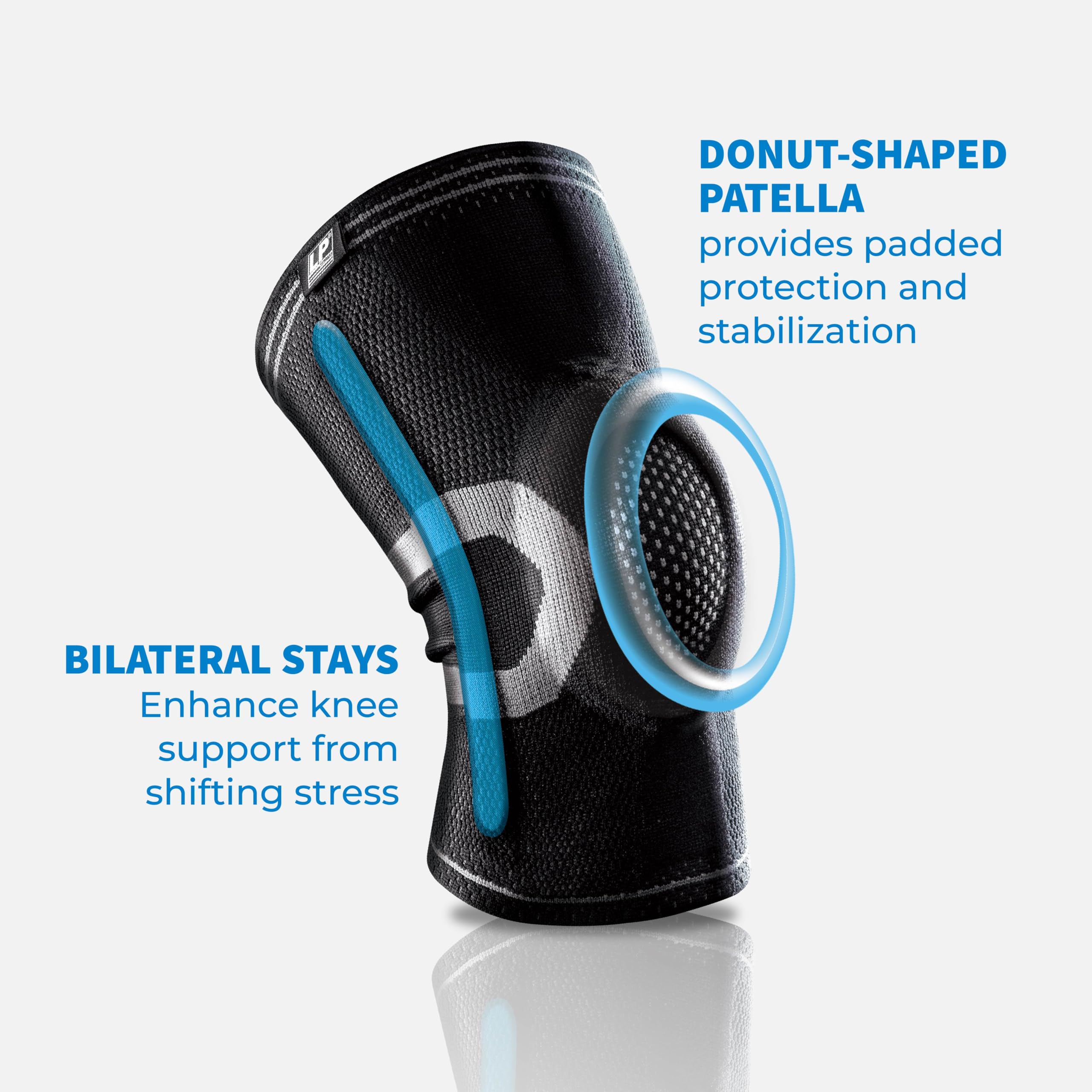 LP 170XT Compression Knee Sleeve with Silicone Pad & Bilateral Stays – Breathable Knee Support for Enhanced Sports Performance in Running, Basketball, Soccer, Tennis, Gym Workouts, Hiking – Optimal Joint Stability for Active Athletes (Blue, Large,1pcs)