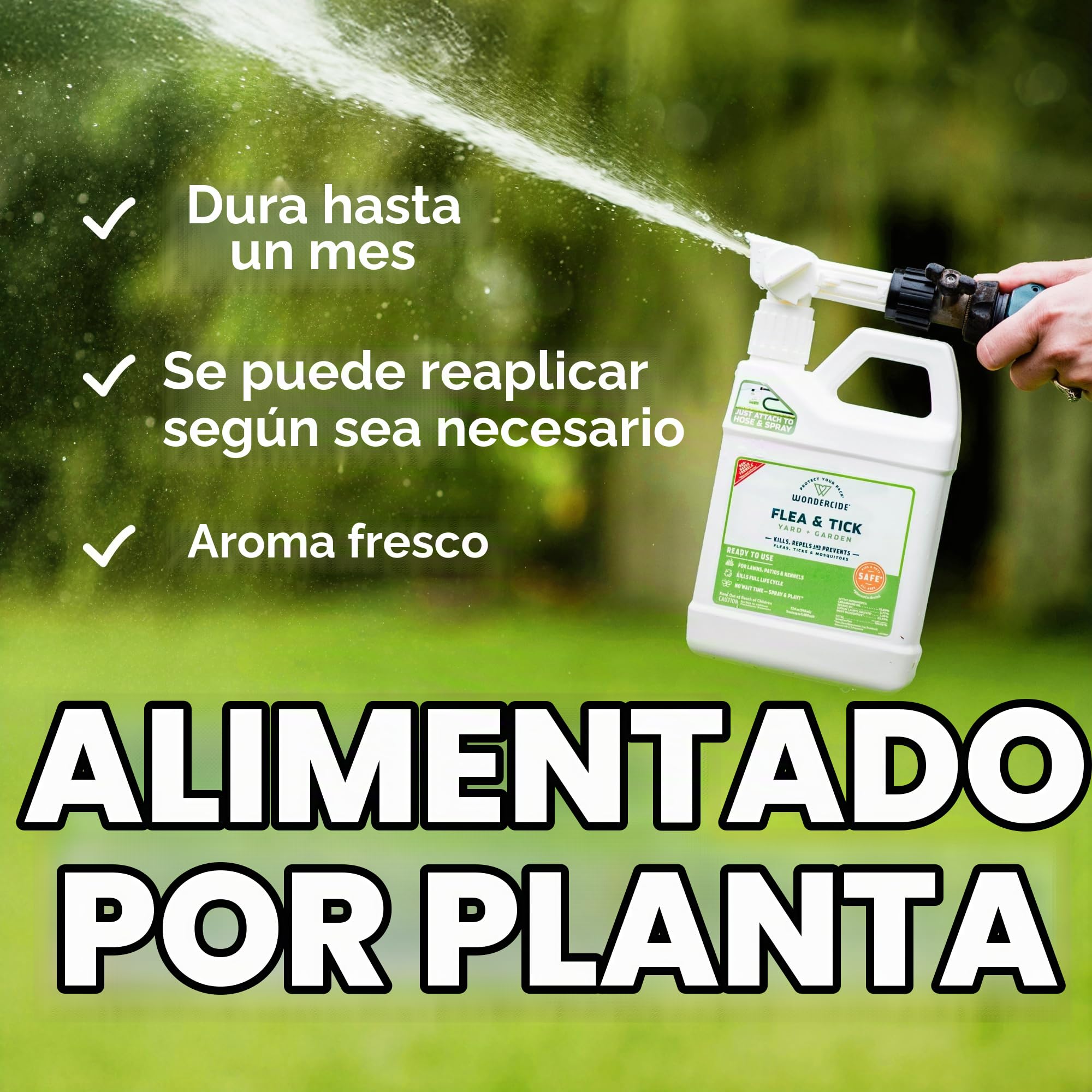 Wondercide - Spray para jardín listo para usar contra pulgas, garrapatas y mosquitos con aceites esenciales naturales – Mata mosquitos e insectos, tratamiento y repelente - A base de plantas - Seguro