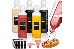 Supkiir 16oz Empty Squeeze Bottles with Flip Top & Bonus Funnel, Reusable...