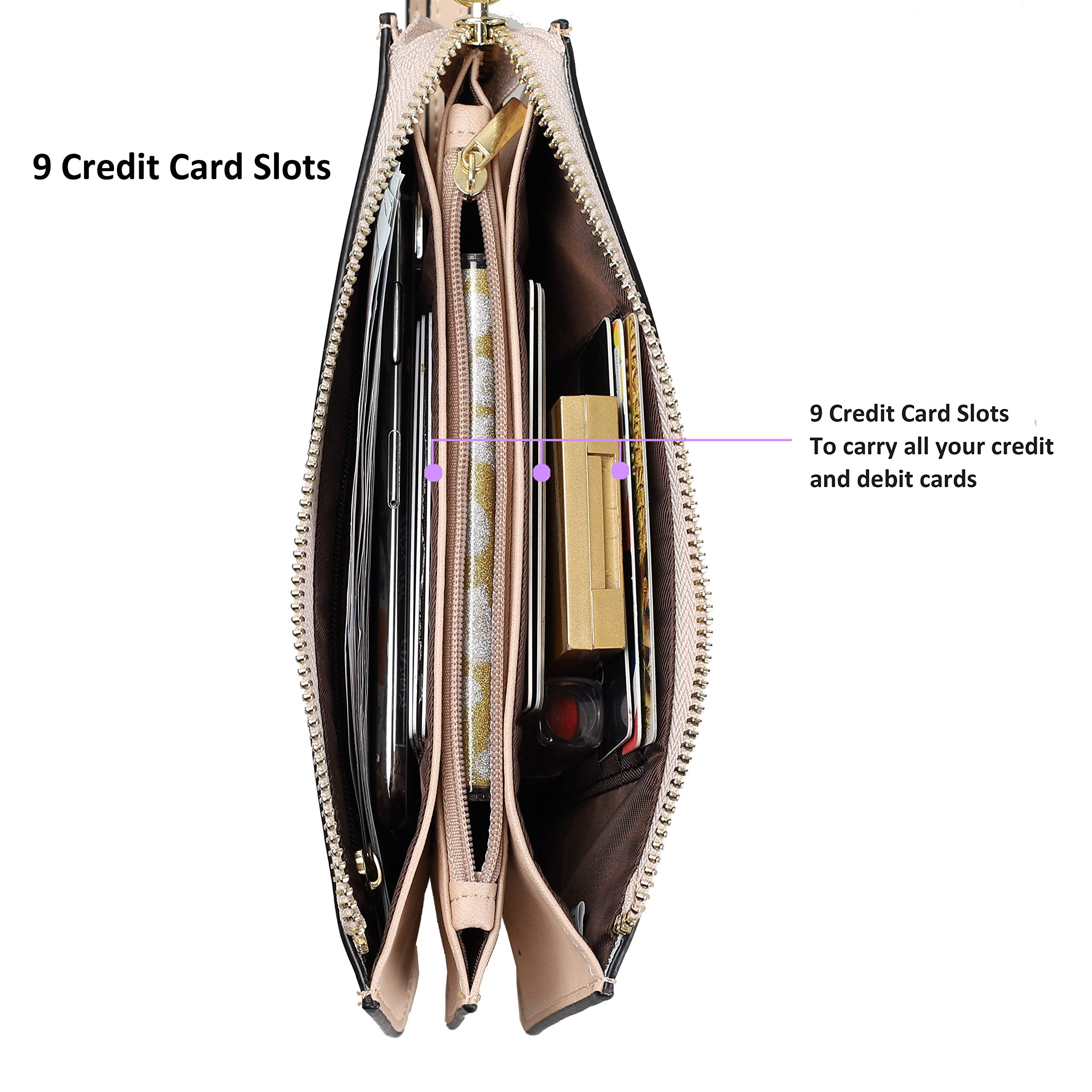 befen Genuine Leather Wristlet Clutch for Women Ultra-Slim Ladies Credit Card Holder Wallet Purses with RFID Protection (Light Beige Pink)