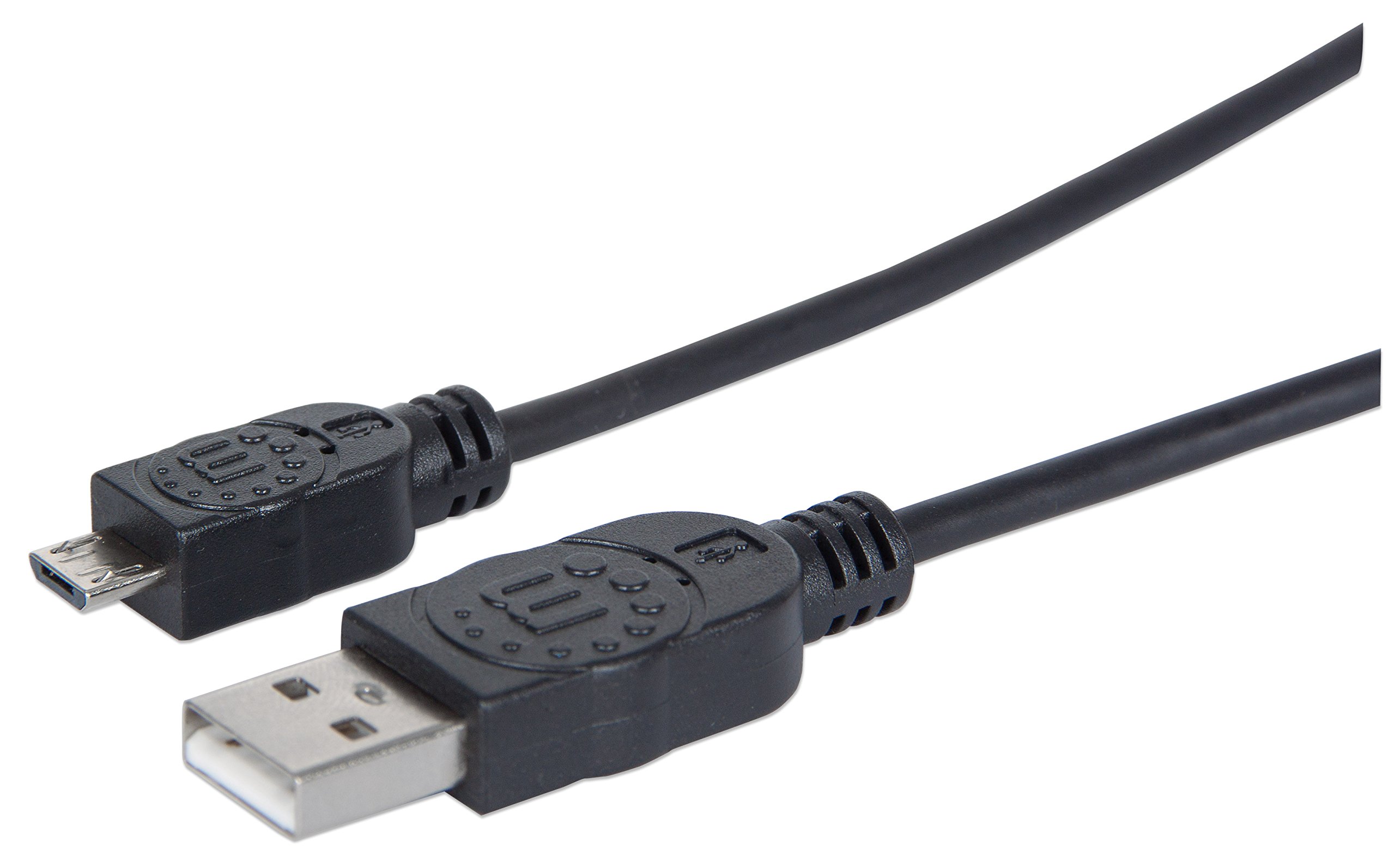 Manhattan USB-A to Micro-USB Cable, 0.5m, Male to Male, Black, 480 Mbps (USB 2.0), Hi-Speed USB, Lifetime Warranty, Polybag