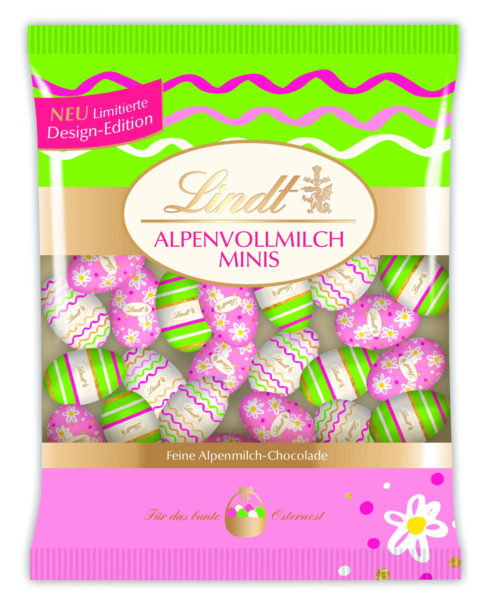 Lindt Schokolade Mini GOLDHASEN | 700 g Köcher & Schokolade Deko Edition Mini Eier | 180 g Beutel | Fröhlich-bunt verpackte Premium Vollmilch Schokoladeneier zu Ostern | Osterschokolade