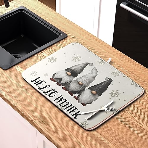 Vista 518 de Tapete de secado de platos con hojas de palma tropicales para encimera de cocina, 18 x 24 pulgadas, tapete de secado de cocina Monstera verde