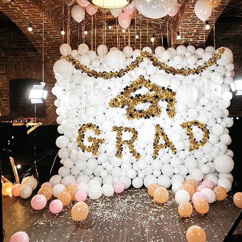 Miniatura 6 de Whaline 4 guirnaldas de oropel de graduación de 26 pies, gorra de graduación torcida de oropel negro dorado metálico para fiesta de graduación,