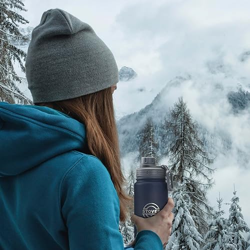 Miniatura 6 de STOVER Botella de agua aislada, acero inoxidable de 25 onzas, doble pared, al vacío, boca ancha, tapa de boquilla a prueba de fugas con asa, ideal