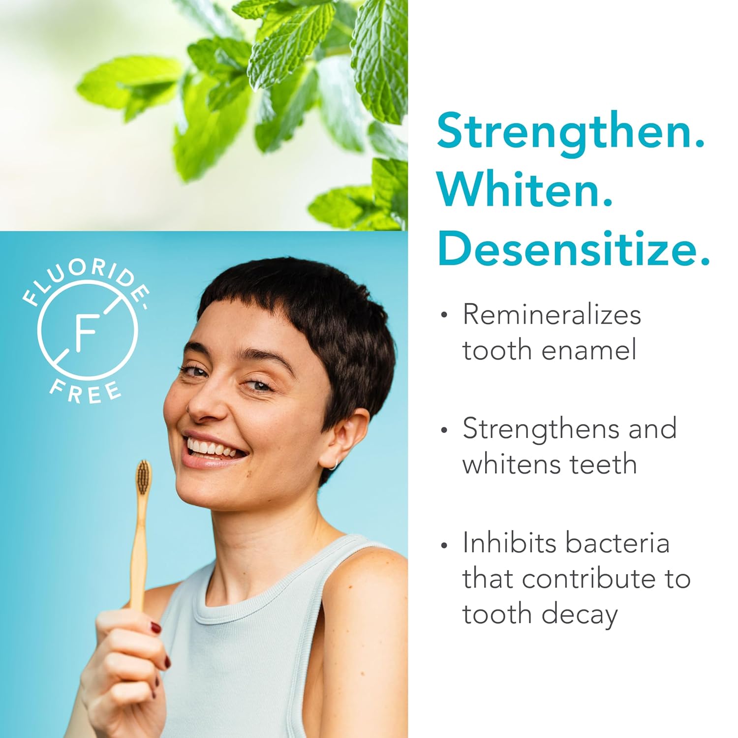 Biocidin Dentalmin Pro Hydroxyapatite Toothpaste - Mint Fluoride Free Toothpaste - Remineralizing & Whitening Toothpaste - Nano Hydroxyapatite for Sensitive Teeth - Enamel Support - SLS Free (3.4 oz)