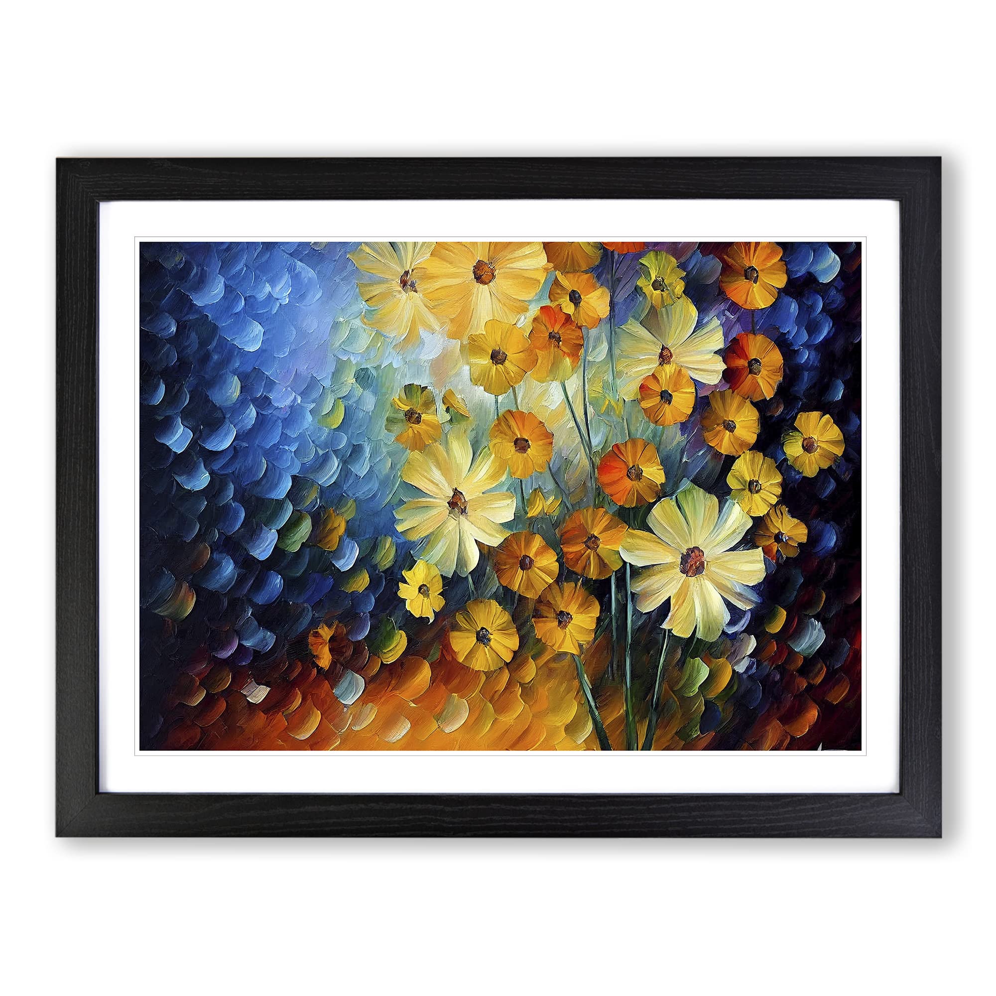 Painted Wildflowers Vol.3 Abstract Framed Print, Black, A3 (46 x 34 cm)