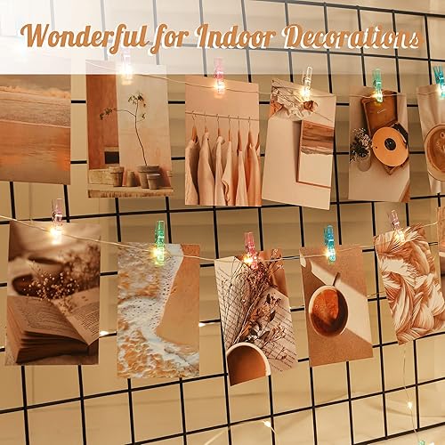 Miniatura 5 de Guirnalda de luces con clips para fotos, guirnalda de luces con 51 clips transparentes, funciona con pilas, con clips para imágenes, decoración de