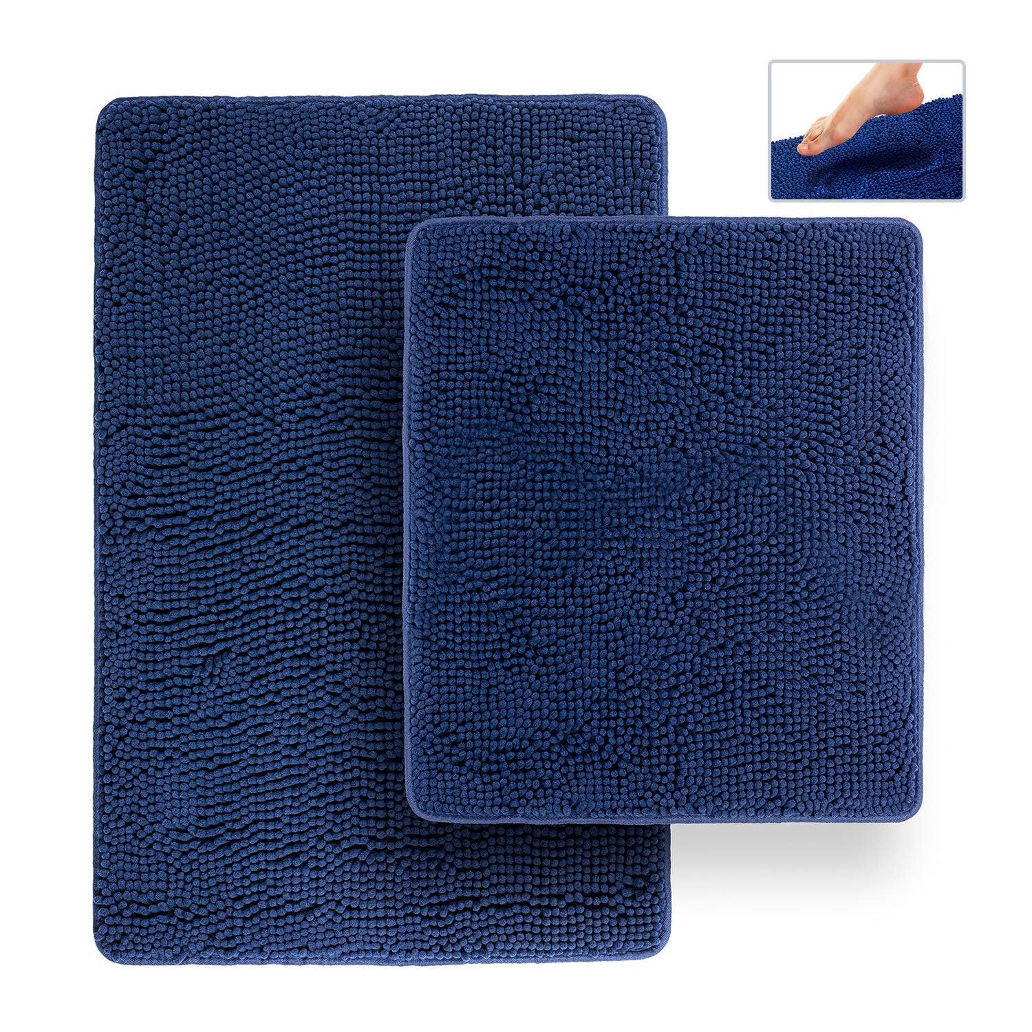 Tafts Bathroom Rugs, Extra-Thick Memory Foam Bath Mat, Ultra-Soft Chenille Microfiber, Highly Absorbent, Machine Washable, Shaggy Bath Mats for