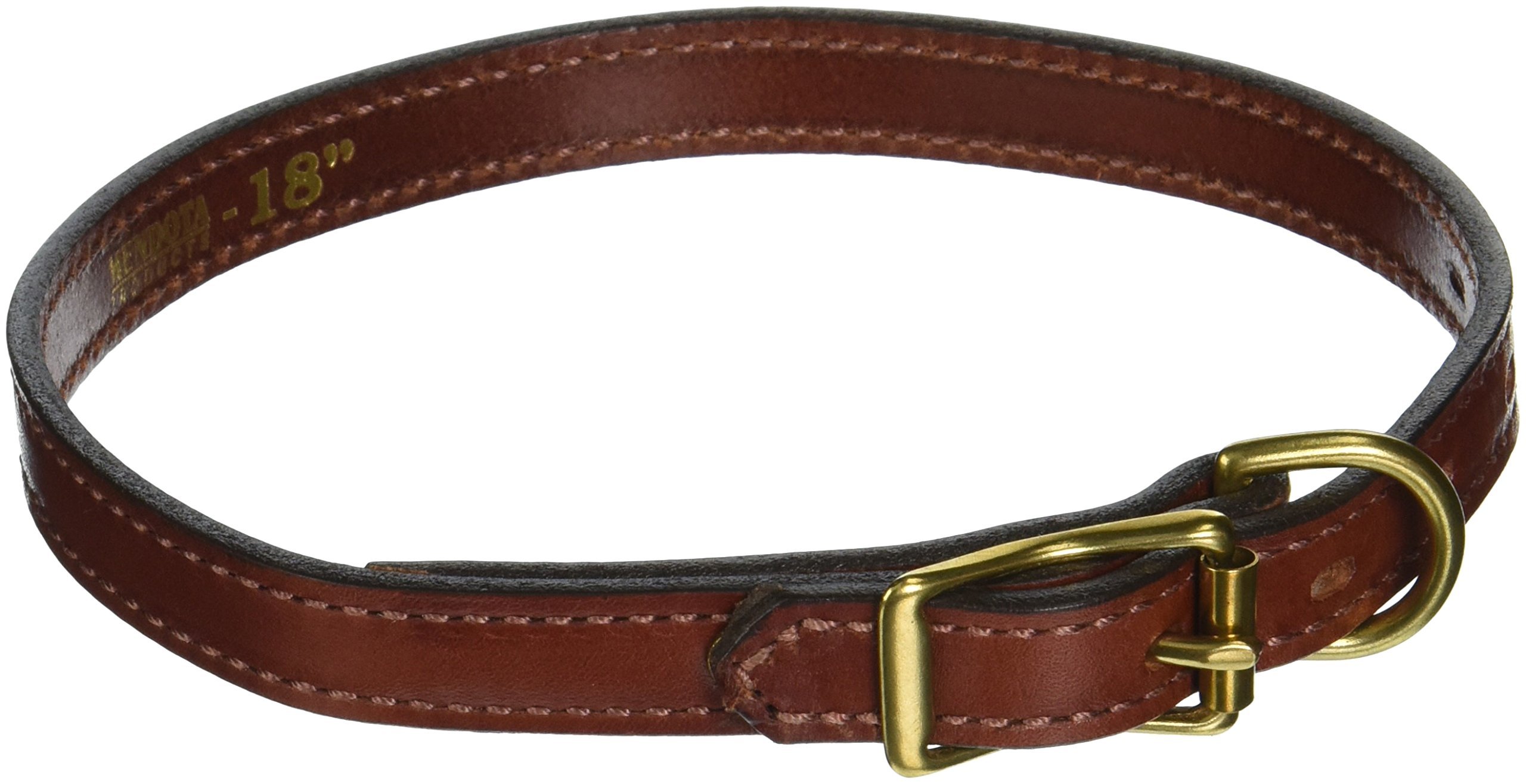 Mendota Pet Leather Standard Collar - Dog Collar - Made in The USA - Chestnut, 3/4 in x 18 in