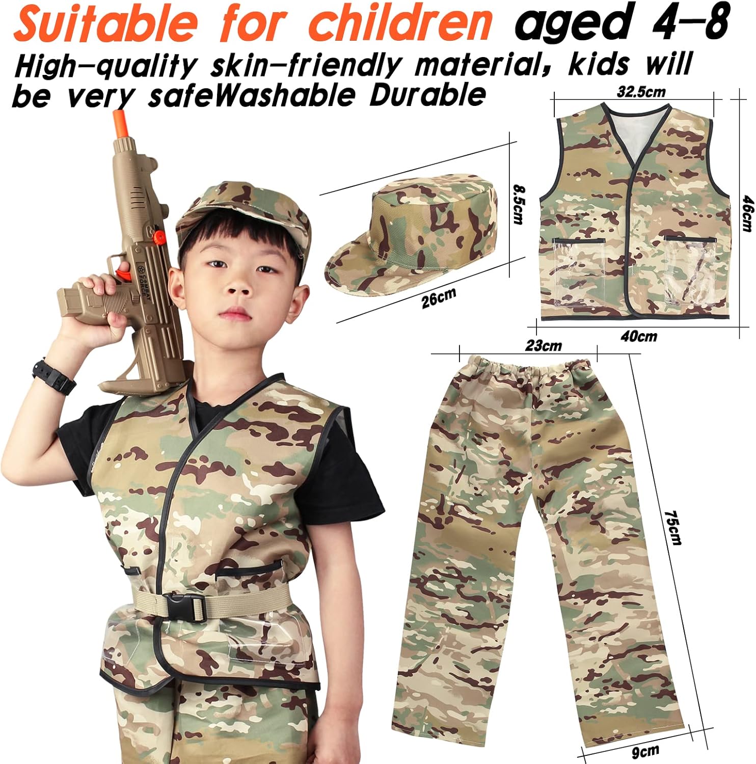 HENGPHY Army Halloween Costume for Boys Soldier Kit, Deluxe Military Camouflage Dress Up Halloween Role Play Set for Kids Aged 4-8 : Toys & Games