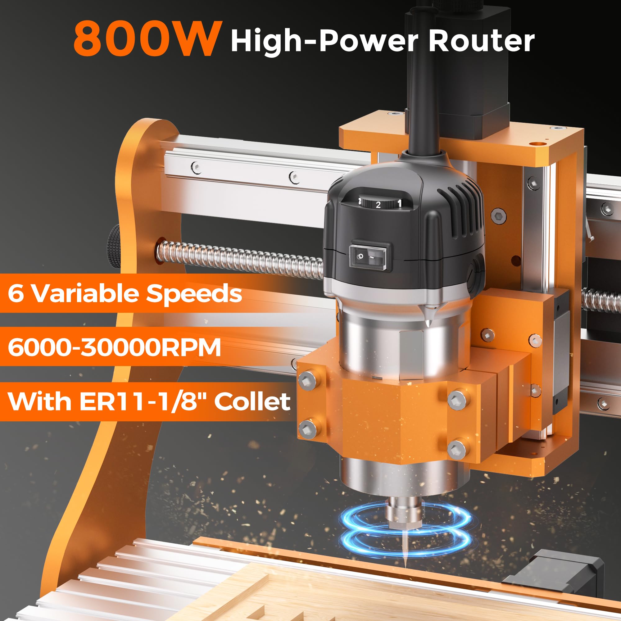 LUNYEE 3020 Nova CNC Router Machine, całkowicie metalowe prowadnice liniowe XYZ i śruba kulowa z routerem trymera 800 W, nadaje się do cięcia aluminium, mosiądzu, stali nierdzewnej, drewna, akrylu