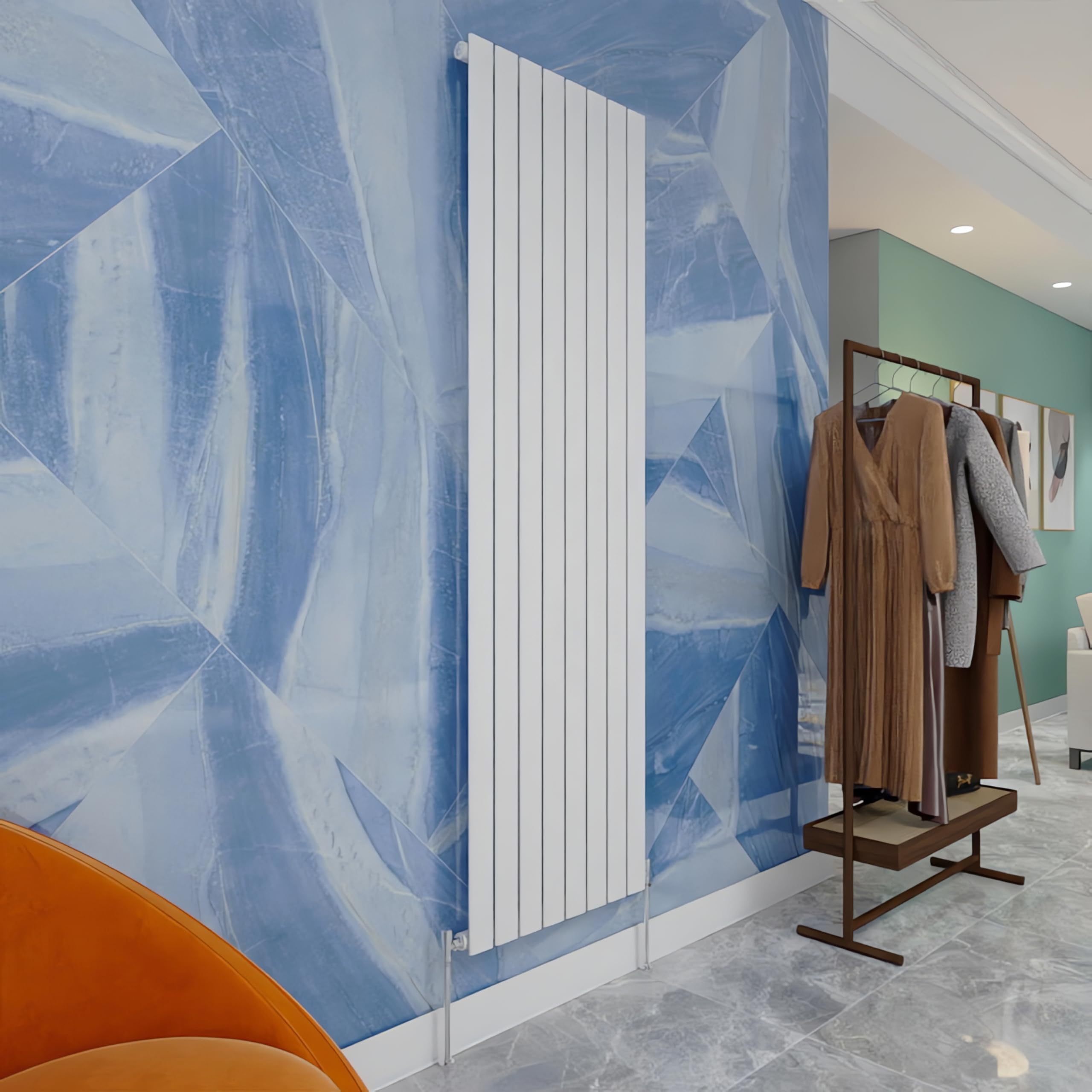 Central Heating Radiator,1800x544mm White Vertical Flat Single Panel Column Energy-efficient for Morden Multi-Scene โ image 1