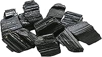 Vista 1 de Amazing Gemstone Black Tourmaline Crystals Rough Stone in Bulk, 1/2lb Large Pieces Turmalina Negra Piedra Originales, Large Black Tourmaline Crystal