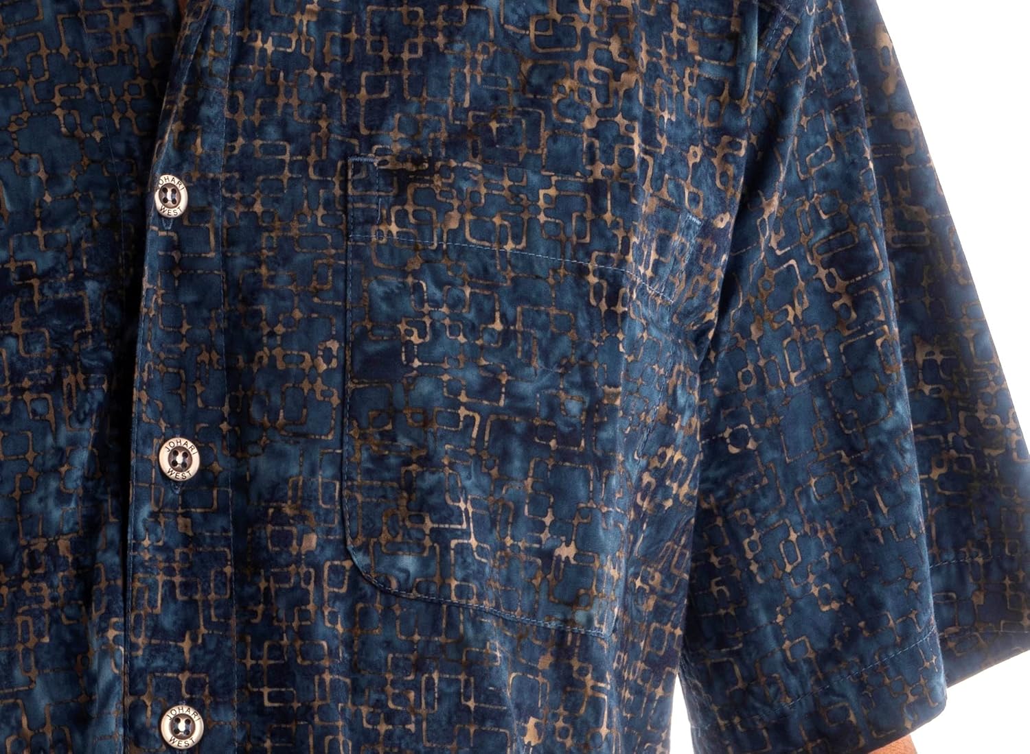 Johari West Brick Wall Hawaiian Tropical Batik Cotton Shirt - Image 5