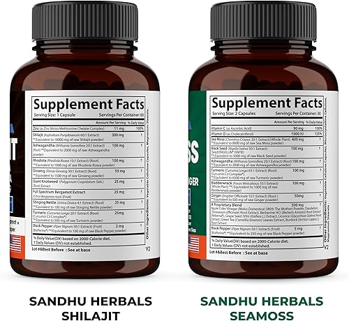 Miniatura 2 de SANDHUHERBALS Sandhu Herbals Shilajit, Sea Moss & Ashwagandha Trio Bundle  Apoya la salud inmunológica, digestiva, sueño reparador y bienestar