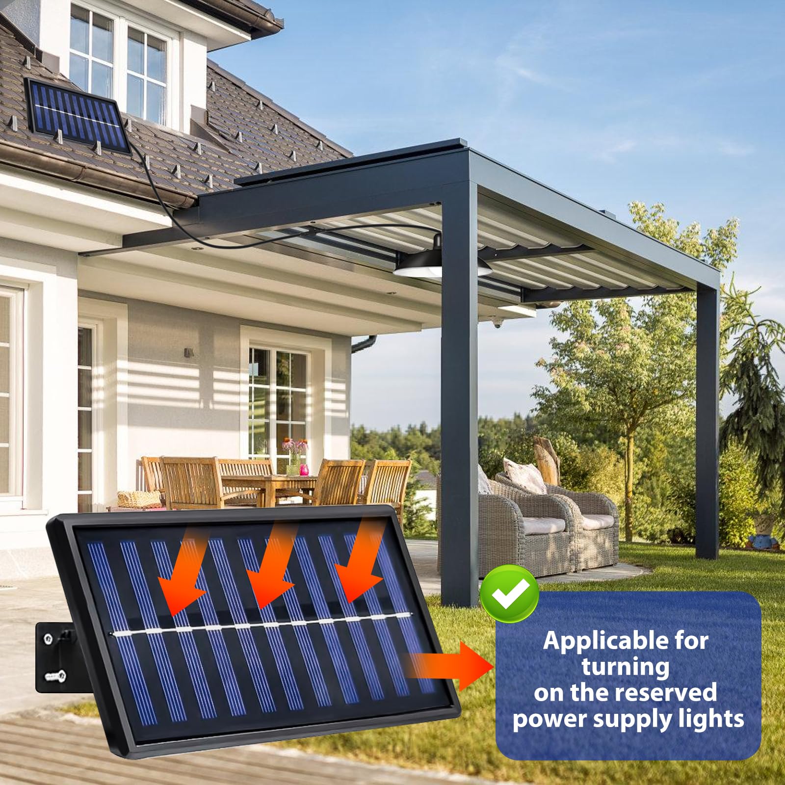 Vegena Lampes solaires d'extérieur IP65 étanche avec télécommande câble 10 m