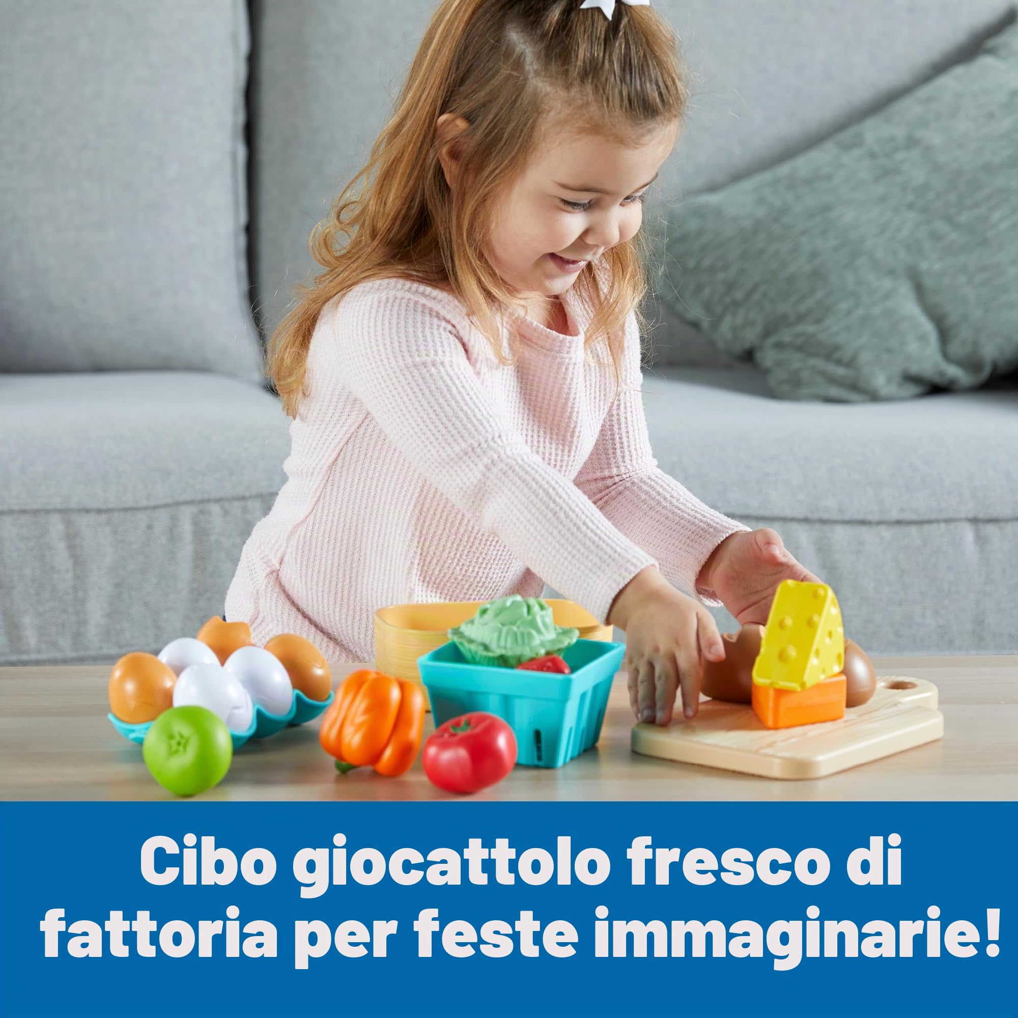 Learning Resources New Sprouts Mercato dalla Fattoria alla Tavola, età 18 Mesi+, Giocattoli per Bambino o Bambina di 2 Anni, Cibo Giocattolo, 27 Pezzi
