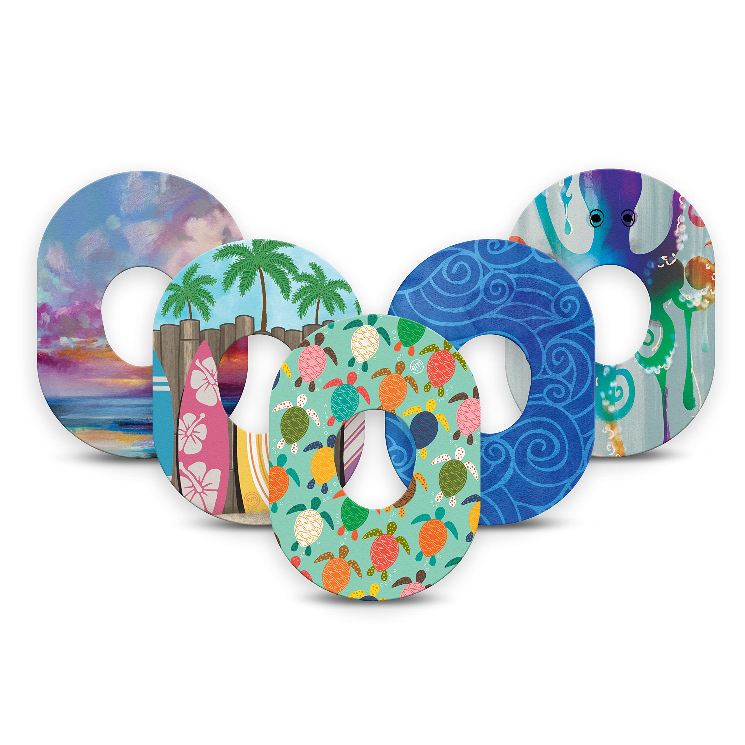 ExpressionMedAdhesive Patch for Dexcom G7 and Stelo (5-Pack) - Made in The USA, Waterproof, Split Backing, CGM Tape (Sand & Sea Variety Pack)