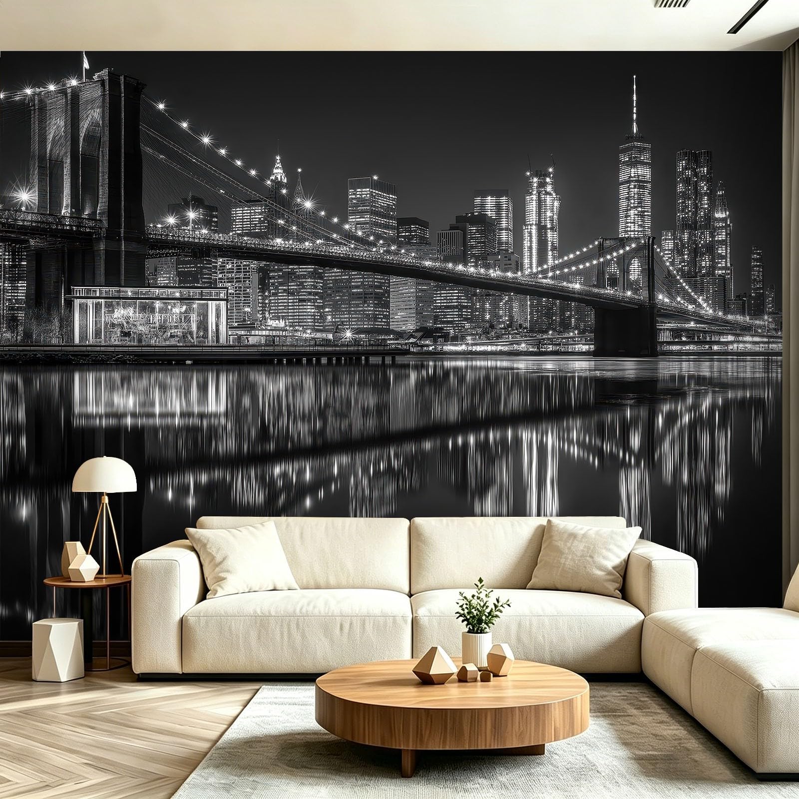 Fototapeta 350 x 256 cm ściany dekoracja salonu miłośnicy fotografii przemysłowej most rzeka miasto do sypialni salonu tapeta z włókniny, czarny biały