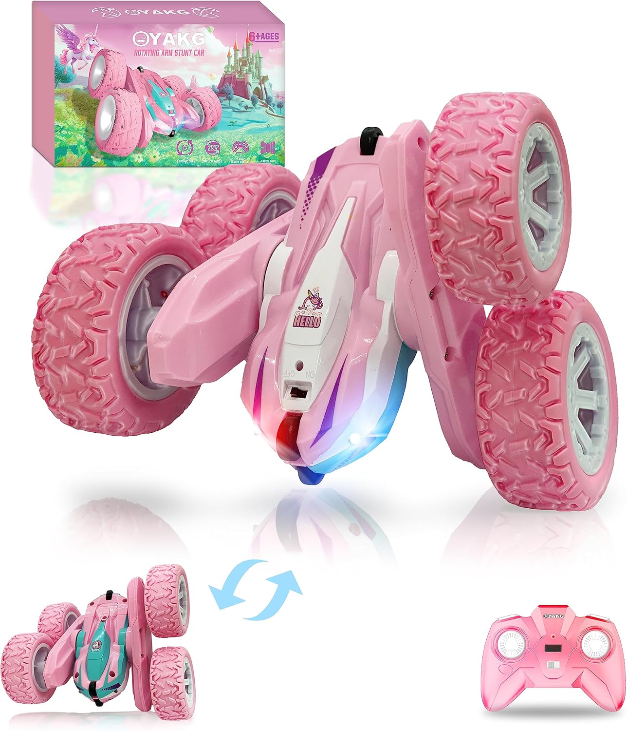 Macchina 4WD Unicorno, con Rotazione e Luce, 2.4Ghz Rosa