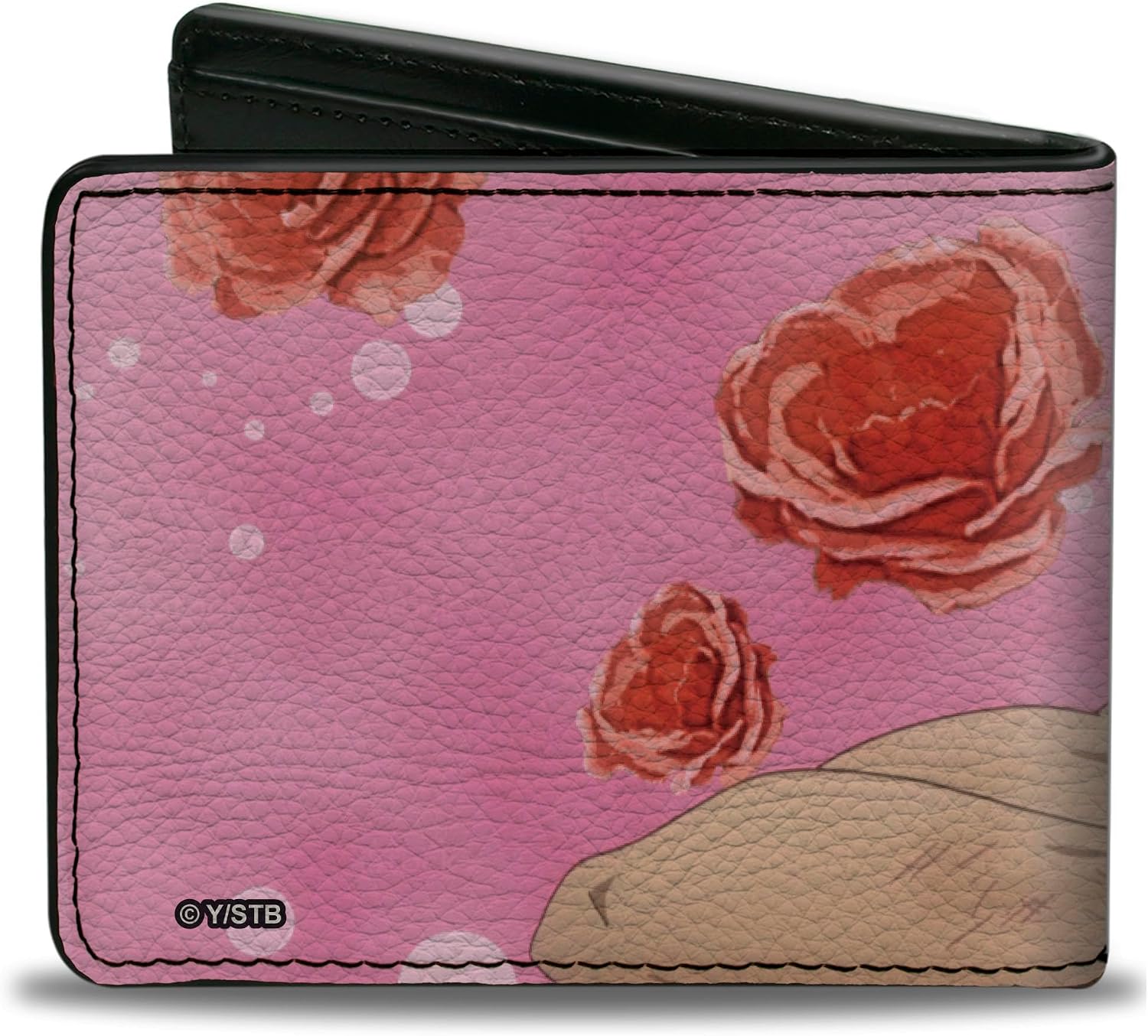 Buckle-Down Crunchyroll Wallet, Bifold, Black Clover Sexy Yami Sukehiro Pose and Roses Pinks, Vegan Leather