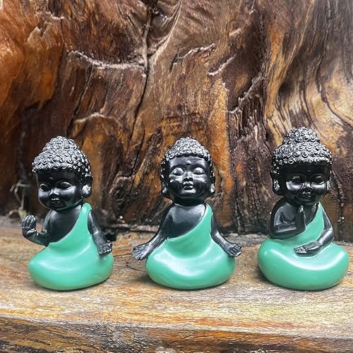 Miniatura 5 de Estatua de Buda pequeña de Buda Baby Buda Figurine Little Bonsai Yoga Decor Tiny Zen Car Adorno