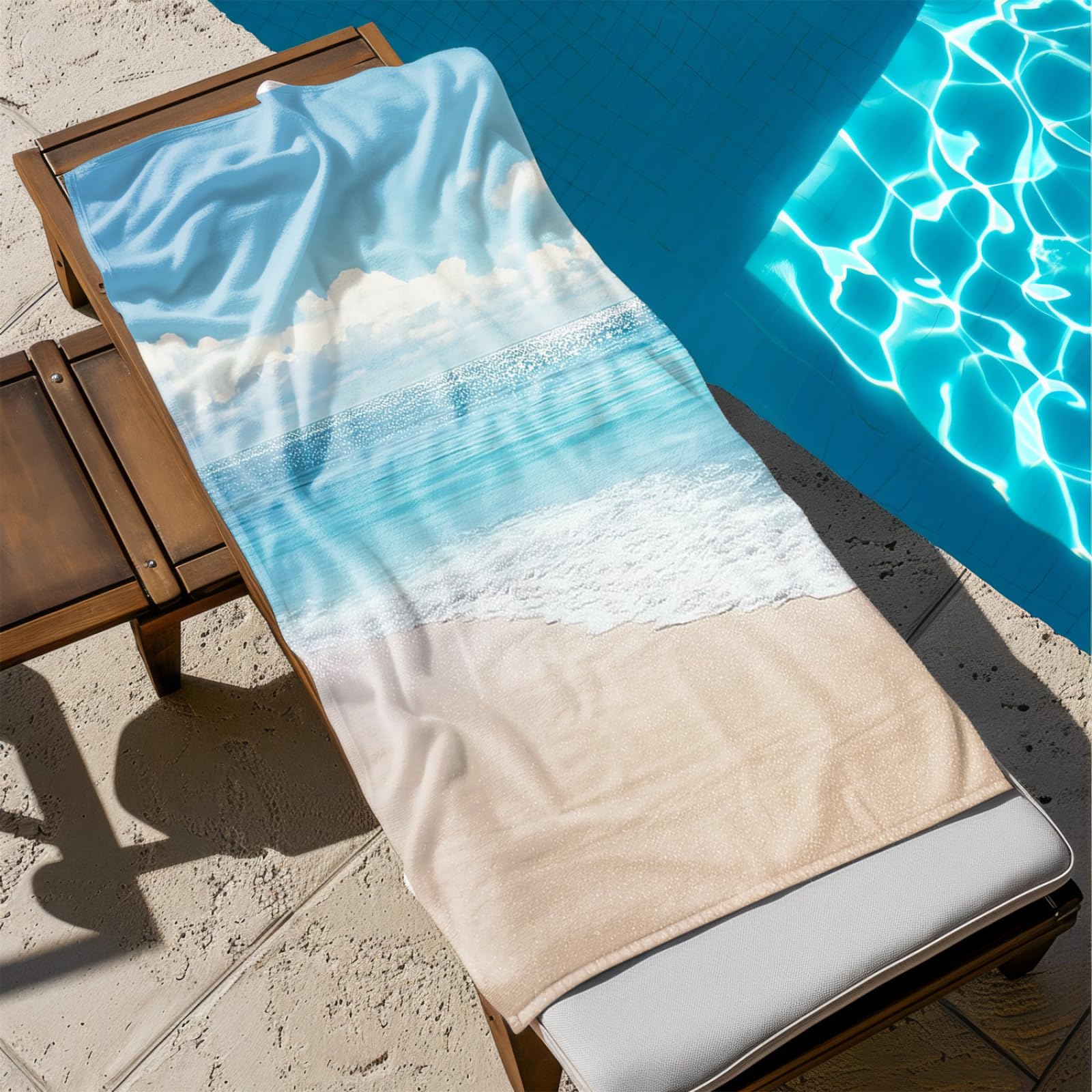 Genérico Toalla Playa Grande Playa Azul Amarillo Microfibra Secado Rápido Oversize Toalla Sin Arena Súper Ligera Piscina Camping Picnic Yoga Gimnasio Y Deportes Viaje