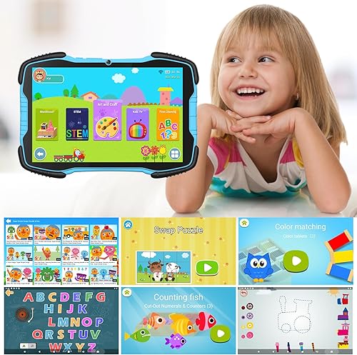 Miniatura 3 de Tableta para niños de 10 pulgadas para niños pequeños de 64 GB con funda incluida, tableta Android de aprendizaje para niños con WiFi YouTube IPS,