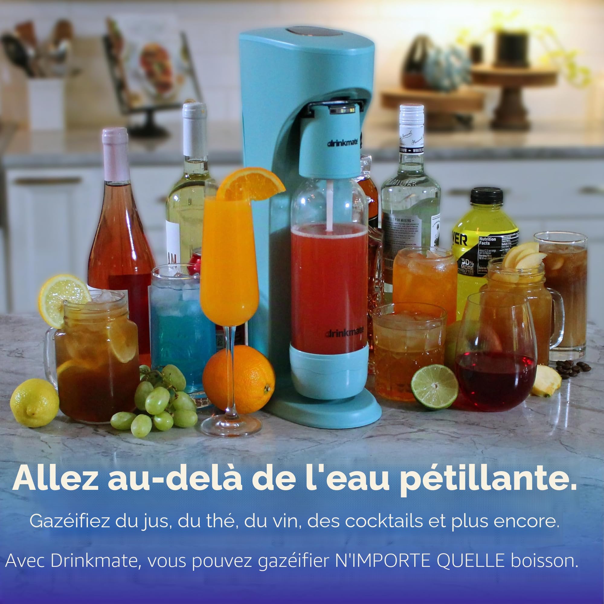 DrinkMate Machine à gazéifier pour eau et boissons gazeuses, recharge de CO2 non incluse, noir mat