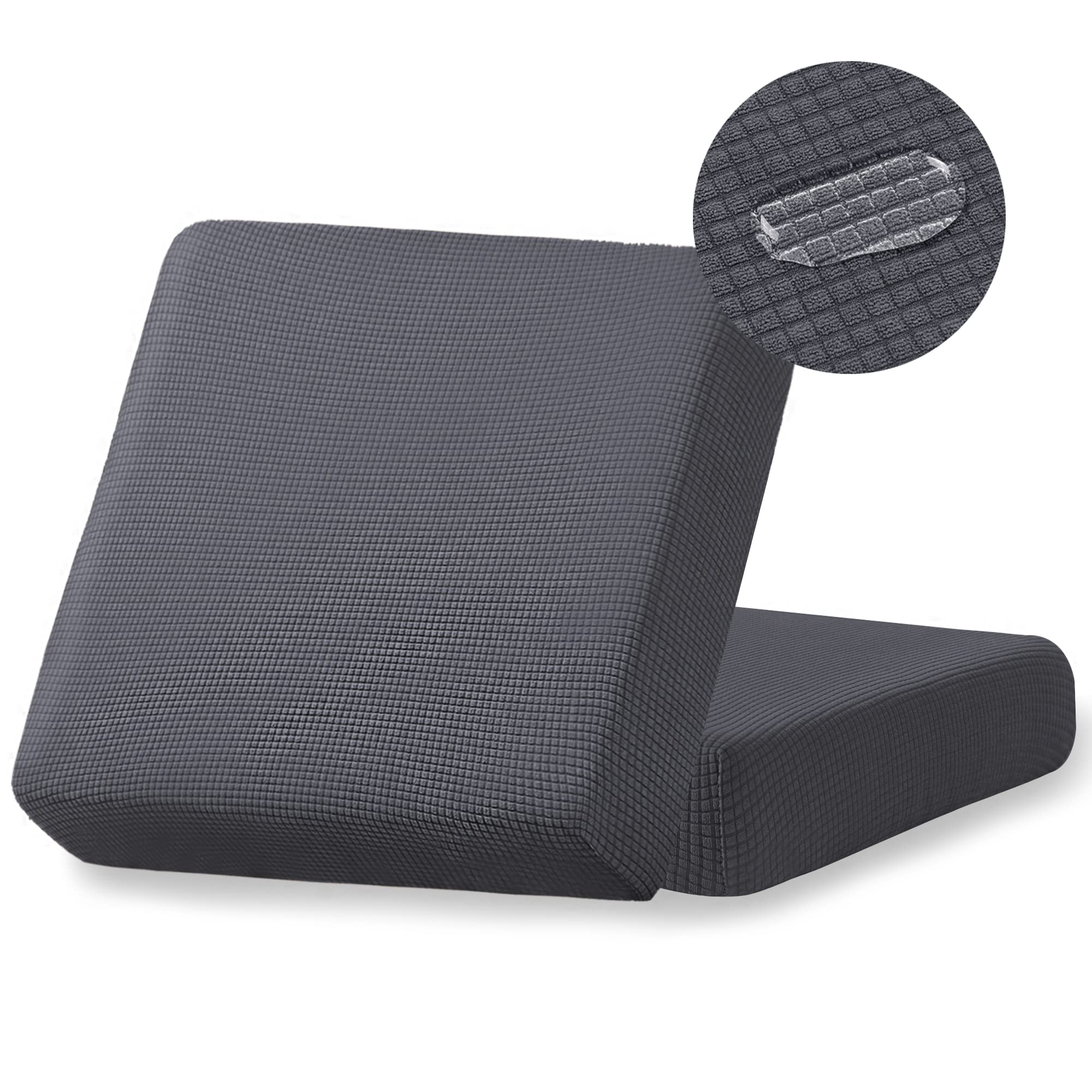 Water Repellent Sofa Cushion Covers Stretch Individual Couch Slipcovers for Camper Dinette Cushion, Furniture Protector Replacement (2 Pieces, Grey)