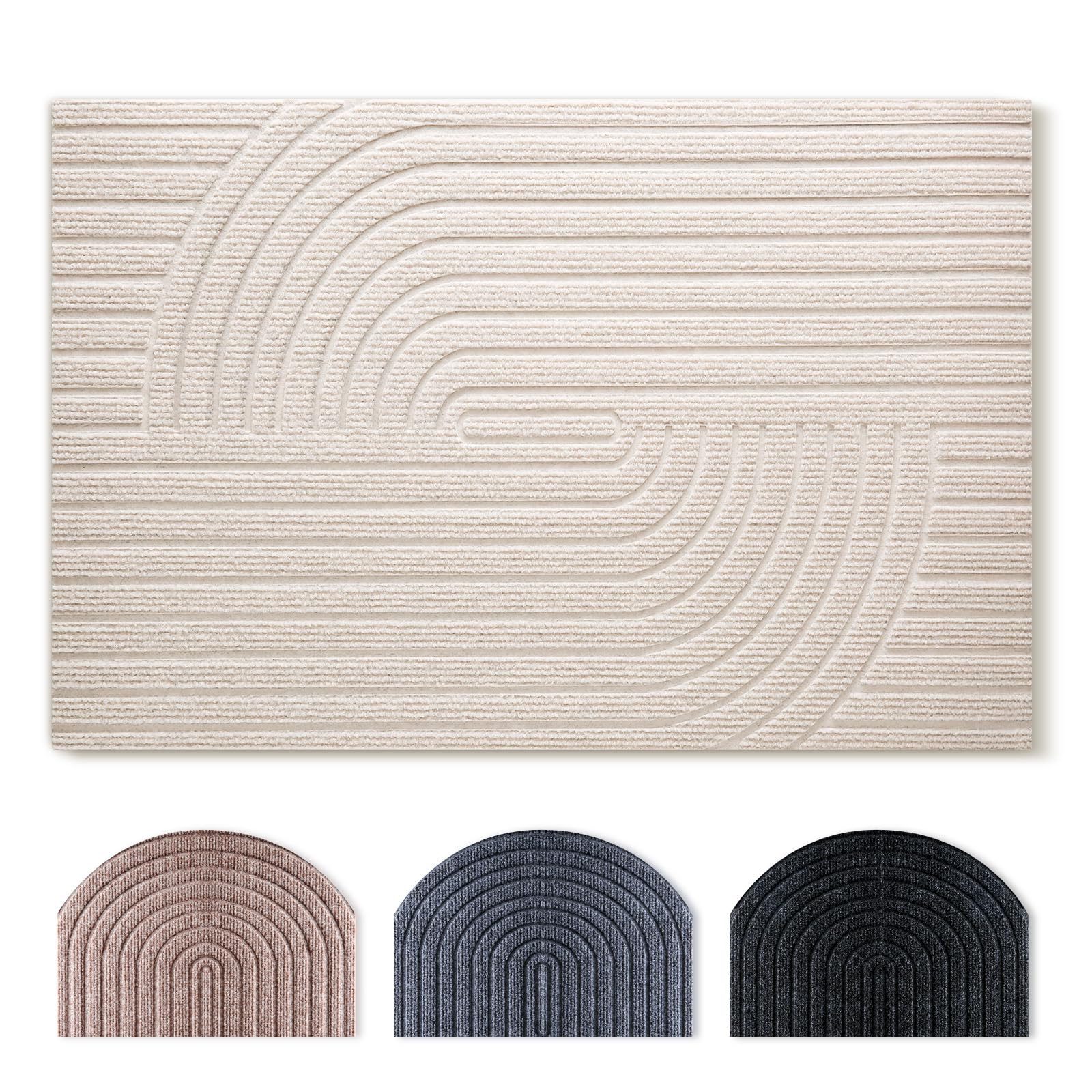 Tuocal Fußmatte 40x60cm, rutschfeste Maschinenwaschbare Schmutzfangmatte, Teppich Wohnzimmer Innen und Außen Türmatte, Wasserdicht Fussmatte für Eingang, Flur, Haustür