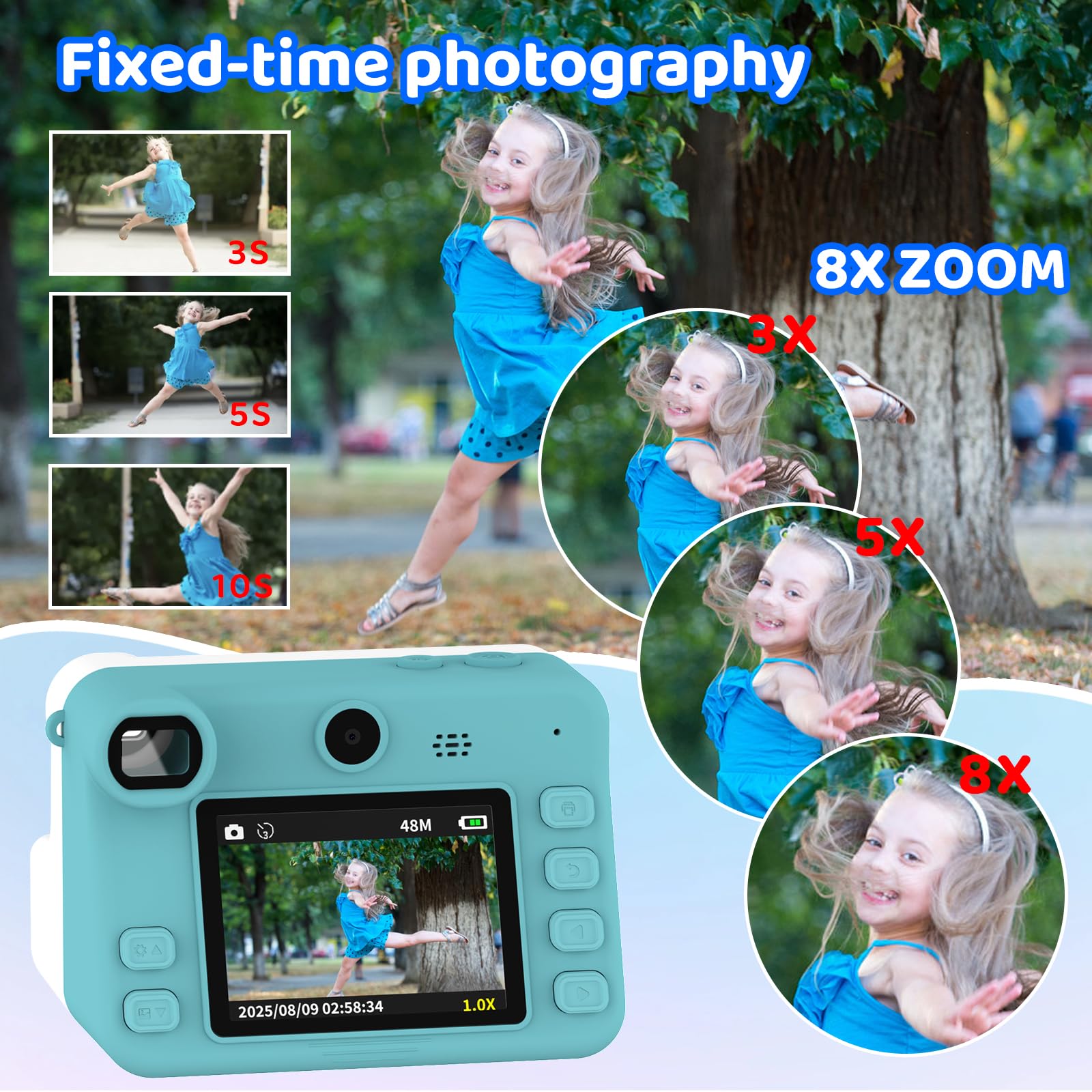 Macchina fotografica bambini istantanea,Regalo di Natale e Compleanno per giochi Bambina 4 5 6 7 8 9 10 11 12 Anni, Fotocamera Digitale Selfie 1080P con 3 Rotoli di Carta Termica e Scheda da 32GB