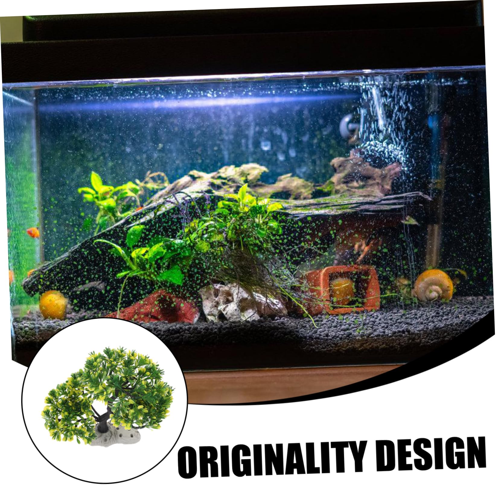 BESPORTBLE 3piezas Adorno Acuario Árbol De Pino Artificial para Decoración De Peceras Accesorios para Acuarios De Agua Dulce y Salada Fácil Instalación y Mantenimiento para Decorar El