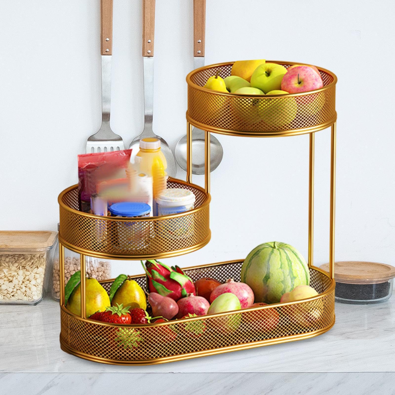 Bandeja de metal para servir, ideal para decorar el mostrador del hogar, un impresionante multicapa, esencial para anfitriones de fiestas, bandejas