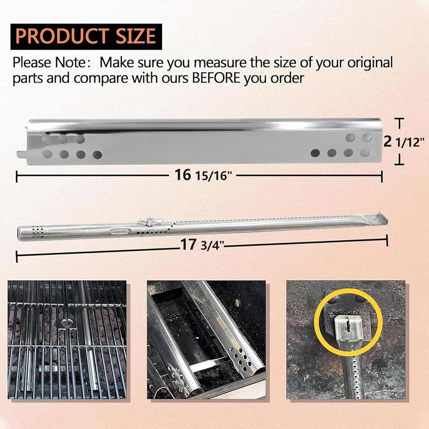 Hongso Grill Replacement Parts for Charbroil Performance 6 Burner 463276517, 463244819, 463274619, 463238218, 463245917 463276617 Grill Models, Heat Plates, Burner Tubes, Crossover Tubes, G470-0004-W1