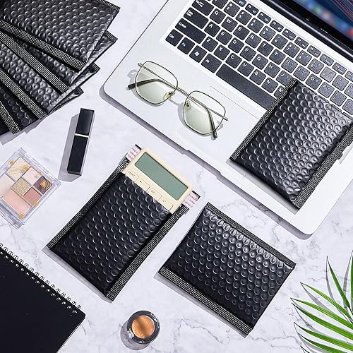 Miniatura 7 de Henoyso 100 sobres de burbujas de 4 tamaños, autoadhesivos, impermeables, acolchados, con sello de amortiguación, sobres de envío de burbujas para