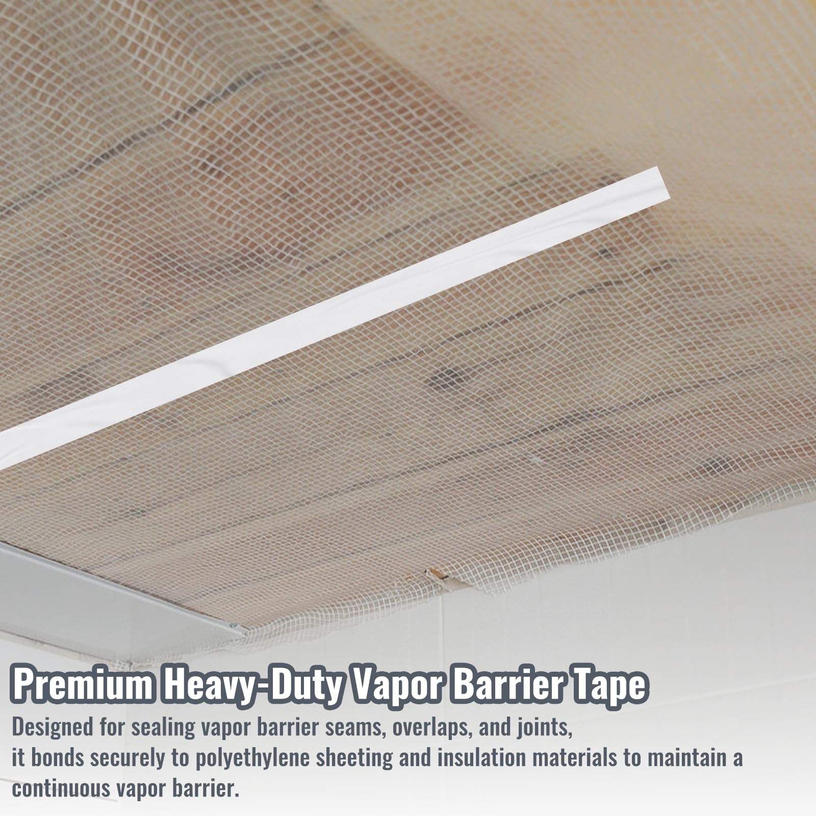 2 Rouleaux Ruban Pare-vapeur 100 mm x 54,8 m Adhésif Puissant Ruban Haute Performance Pour Feuilles Pare-vapeur et Frein-vapeur Joints Sous-structure et Isolation
