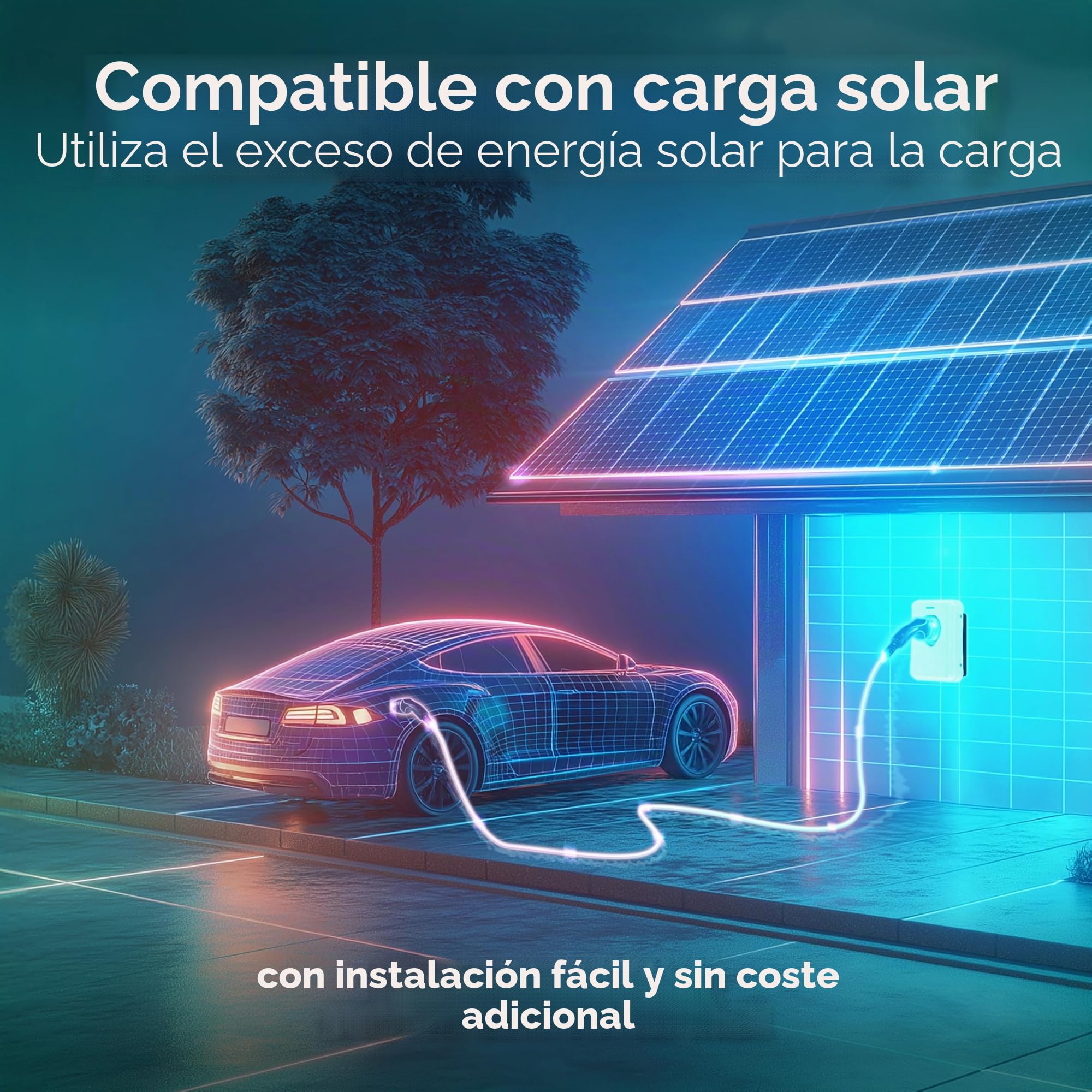 Masterplug Cargador de Pared Inteligente VE para Vehículos Eléctricos e Híbridos Tipo 2, con Toma, Modo 3, Bloqueo Automático, Carga Solar, Monofásico, Wi-Fi, Blanco, IP65, 7,4kW, 32A, EVCM3SS7W/EU
