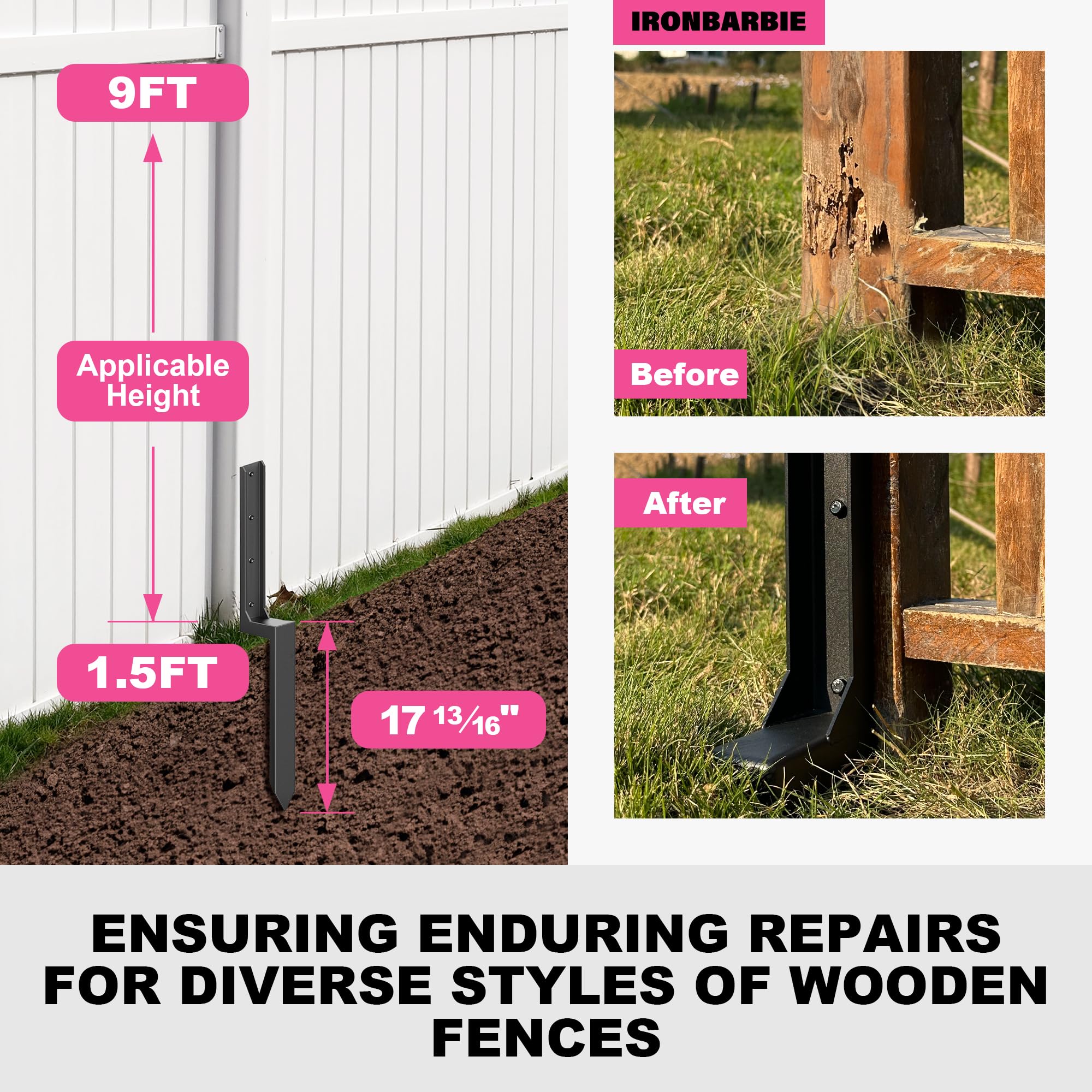 IRONBABE Fence Post Repair Kit - Image 3