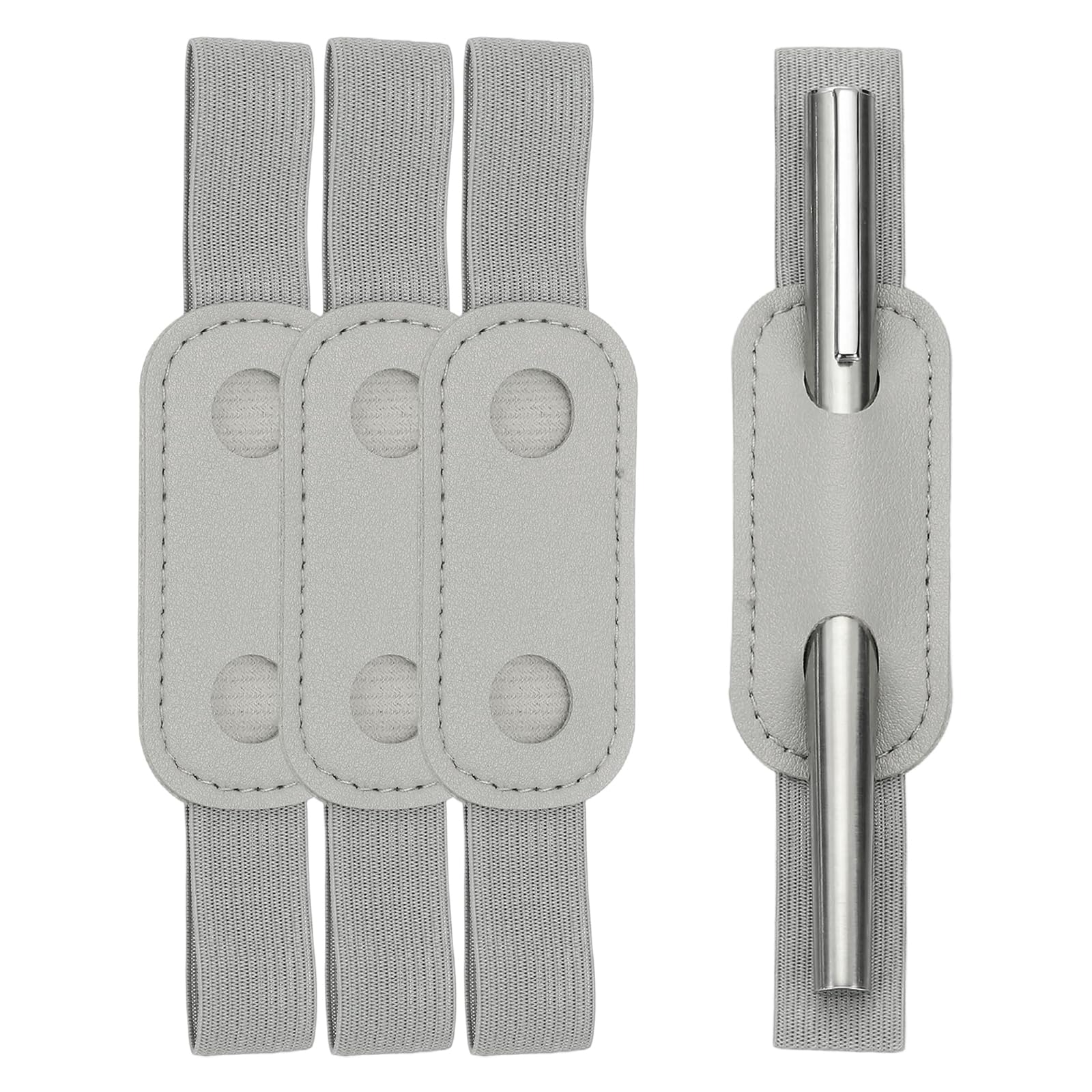 PATIKIL 4 Pcs Adjustable Pen Loop Holder for Notebook PU Leather Pen Holder Pencil Sleeve Elastic Strap Band Designed for Journals Clipboards Notebooks Calendars Gray