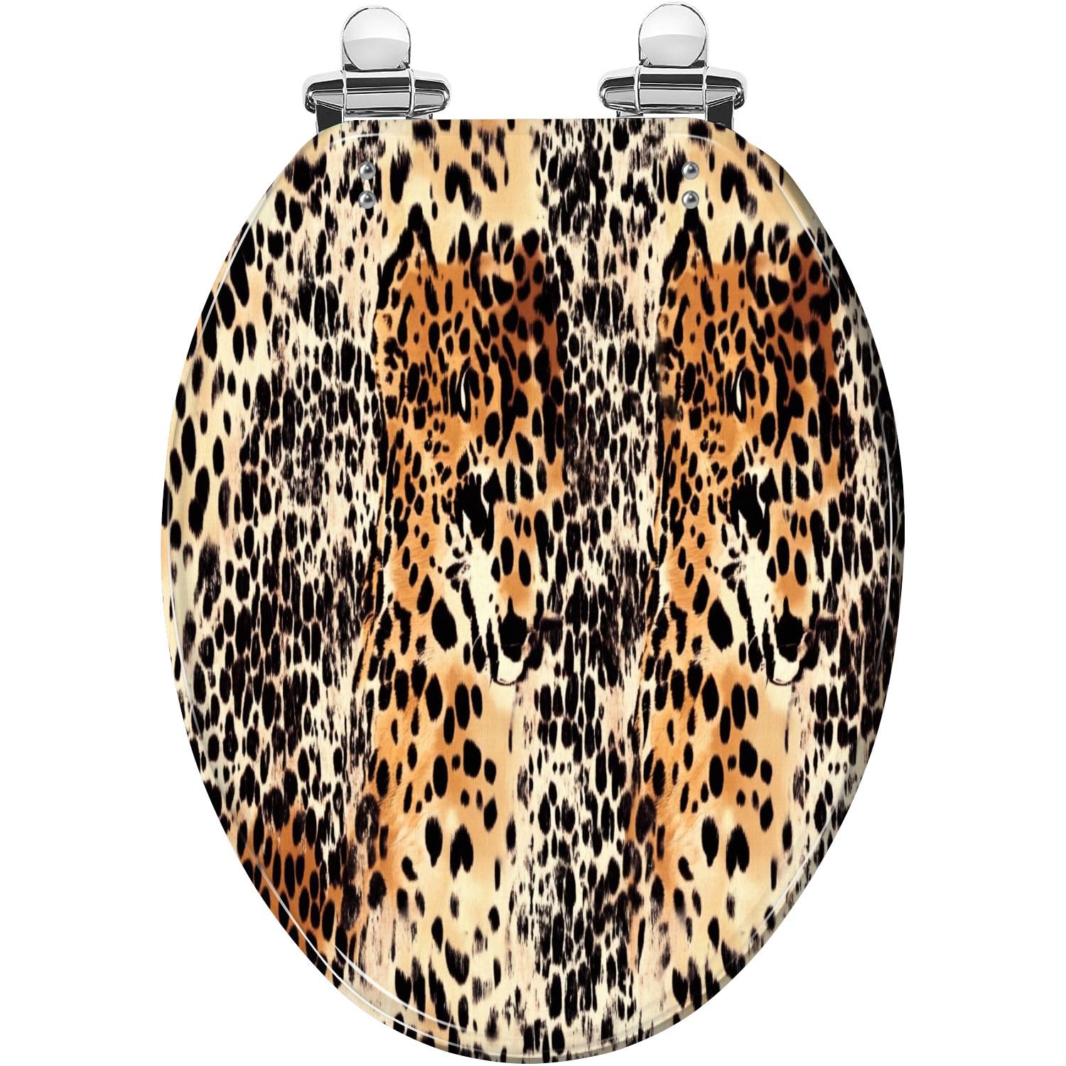 Tazyyzuu Multi4 Leopard Skin Round Toilet Seat Seamless Resin Slow Close Lid Quick Release Hinges Easy Clean(,18.5X14.5)