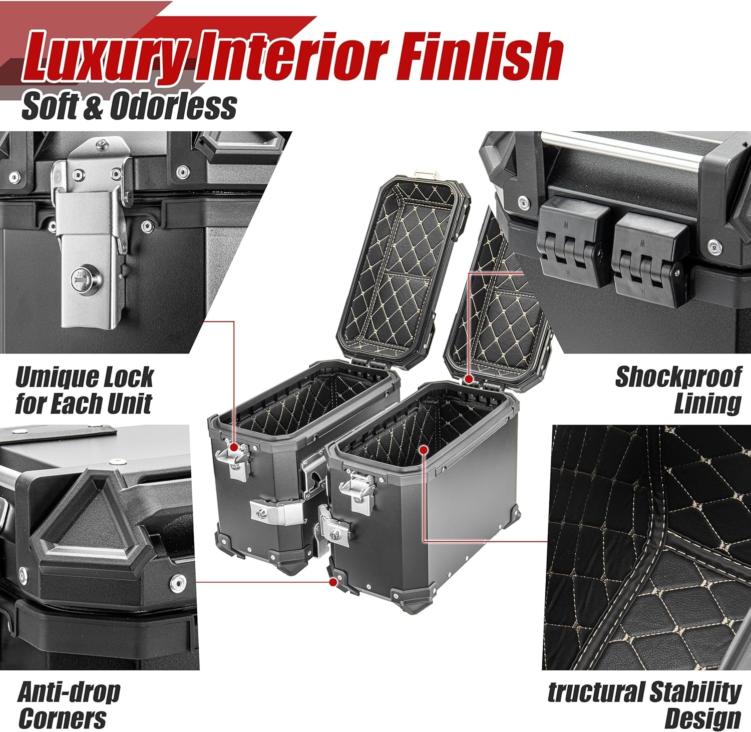 Vagary Universal Aluminum 38L Side Pannier Box Motorcycle Rear