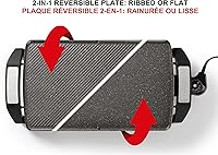 Vista 3 de Starfrit The Rock Electric - Parrilla y plancha reversible Rock.Tec antiadherente, control de temperatura variable, asas de tacto frío, 1500 W