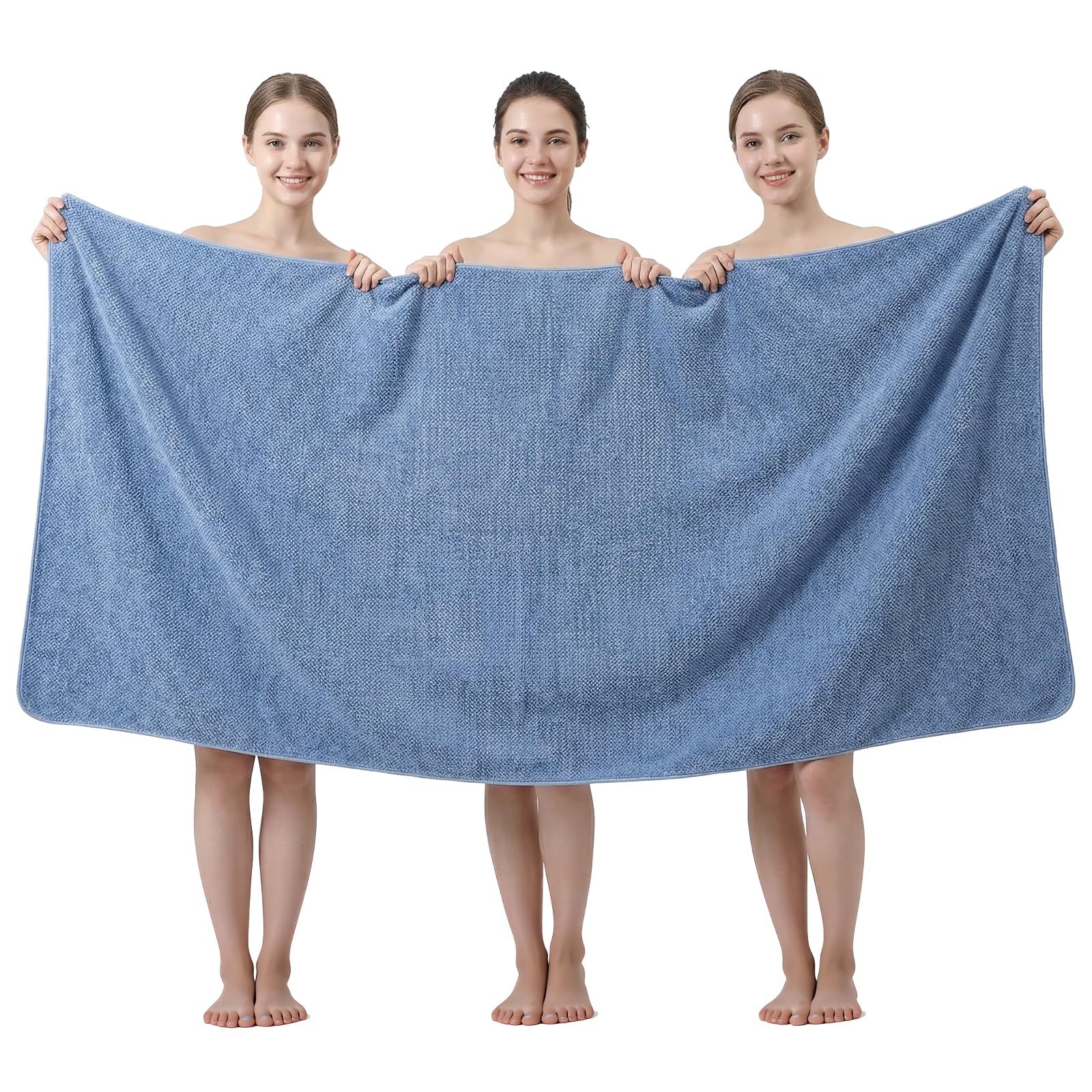 REDKISS Pack of 1 Jumbo Bath Sheet, 40 x 80 Inches Microfiber Oversized Bath Towel for Bathroom, Extra Large & Lightweight, Quick-Dry, Super Soft & Highly Absorbent, Perfect to Wrap Yourself in, Blue