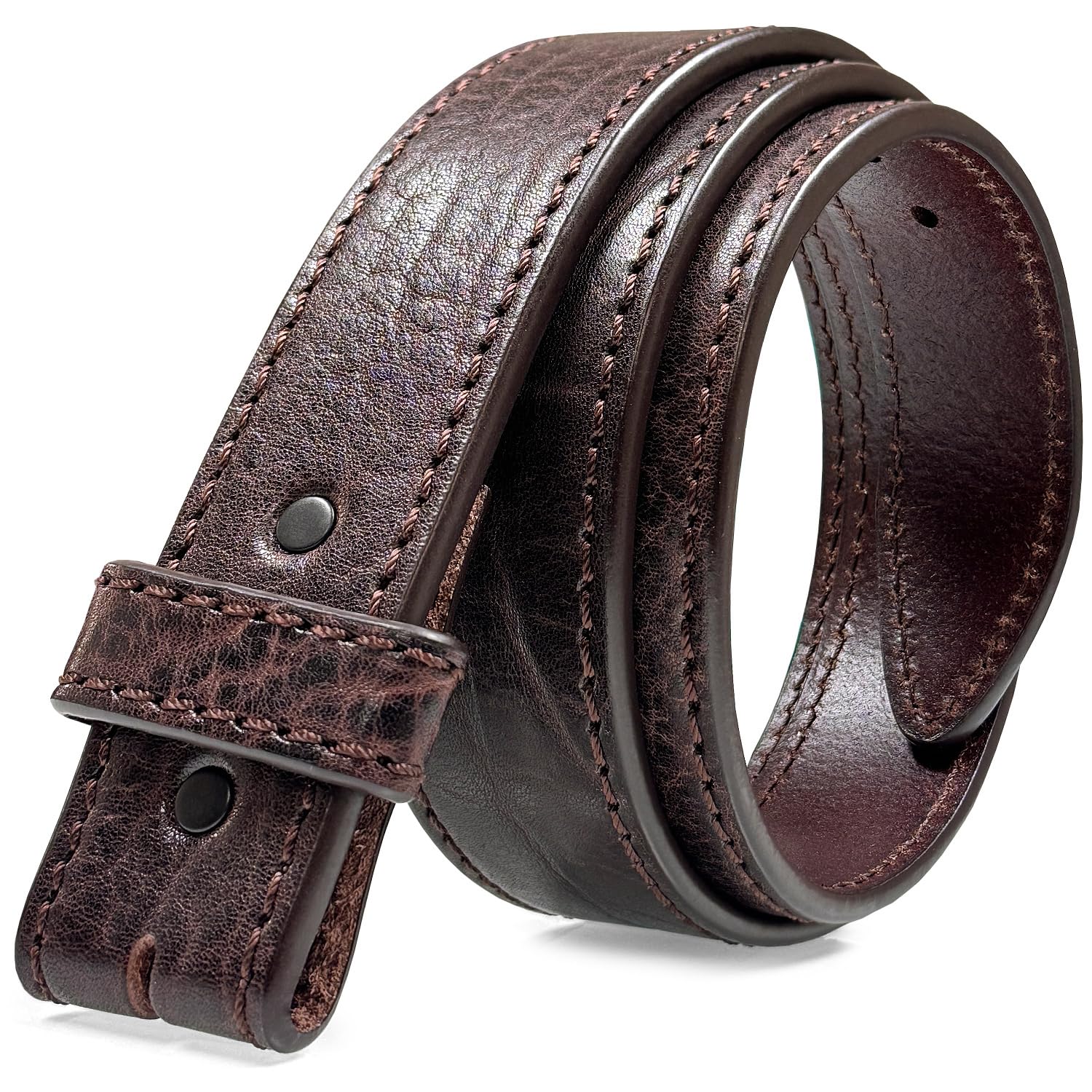 100% One-Piece Full Grain Leather Belt Straps with No Slot Hole/Slot Hole/Heavy-Duty, Multi Options 1-1/2" (38mm) Wide