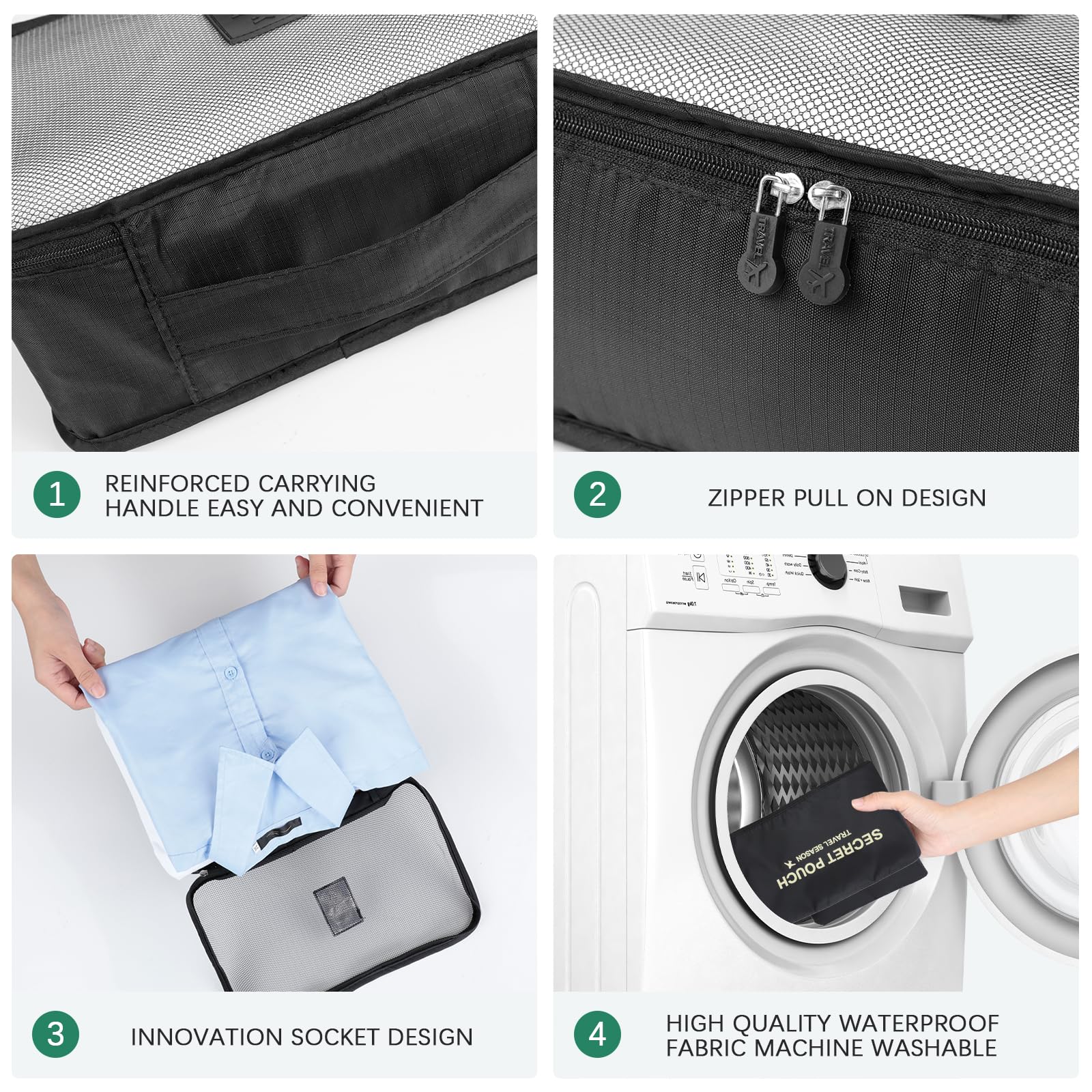 AiQInu Organizer Valigie 7 Pezzi Set,Waterproof Packing Cube Set Viaggio Organizer per i Vestiti,Scarpe,Intimo