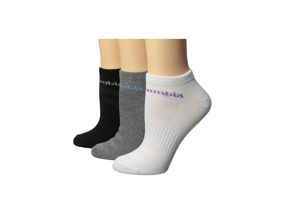 

Columbia Basic Flat Knit Socks No Show 3-Pack (White/Grey/Black) Women's No Show Socks Shoes