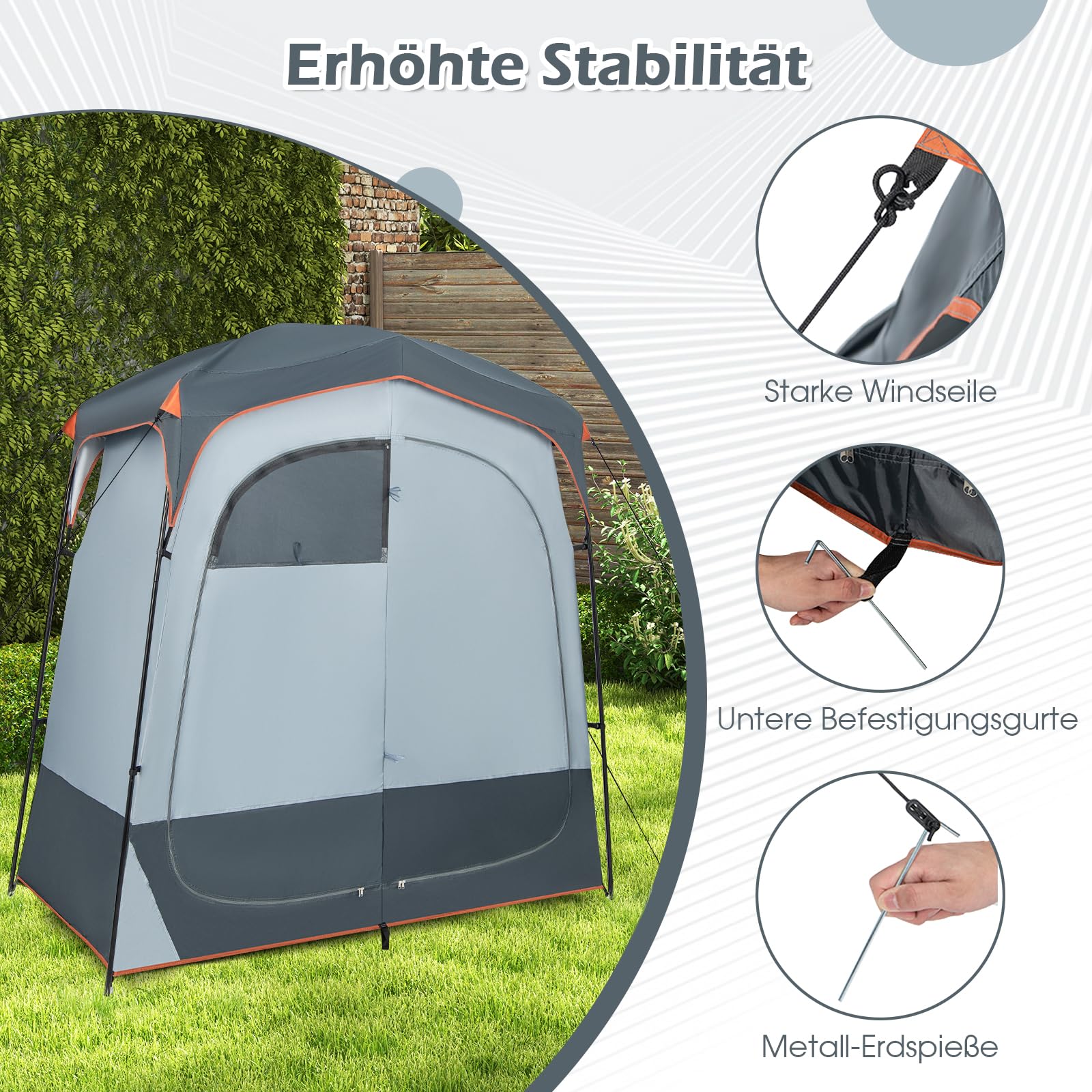 GYMAX Pop Up Duschzelt, Privatsphäre, Toilettenzelte mit Tragetasche, Umkleidezelt für 2 Personen, 210 x 107 x 210 cm