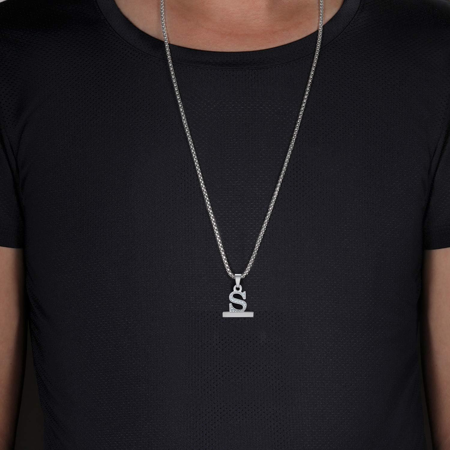 Callancity Watch Necklace Pendant Letter A-Z Watch Connector Adapter 2 in1 Stainless Steel Platinum Plated Box Chain Compatible for Apple Watch Series 8/7/6/5/4/3/2/1 38mm 40mm 41mm